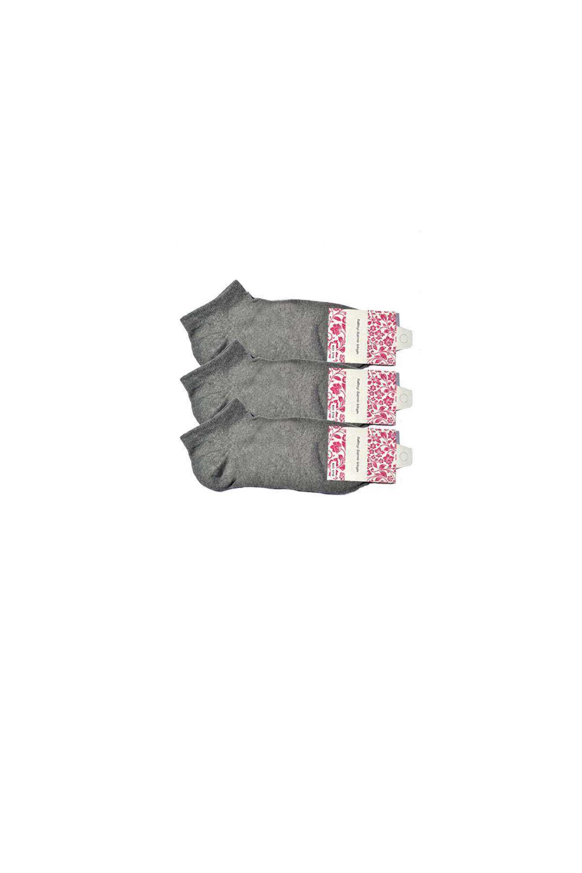 Shop58 Gri Kadın Bilek Çorap 3 çift