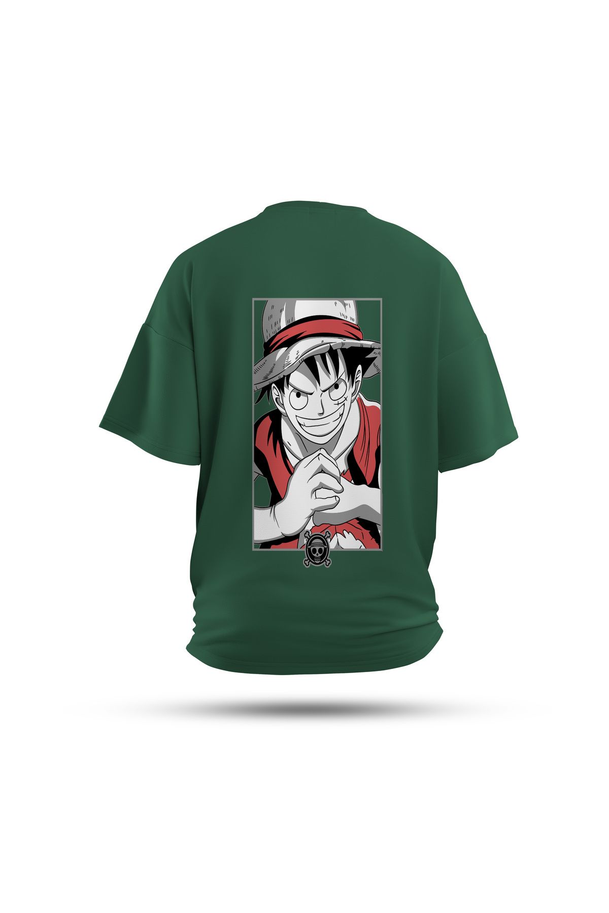 Zestia Unisex T-Shirt, One Piece Luffy Anime Sırt Baskılı, Regular, %100 Pamuk, Yeşil T-Shirt No: 00142