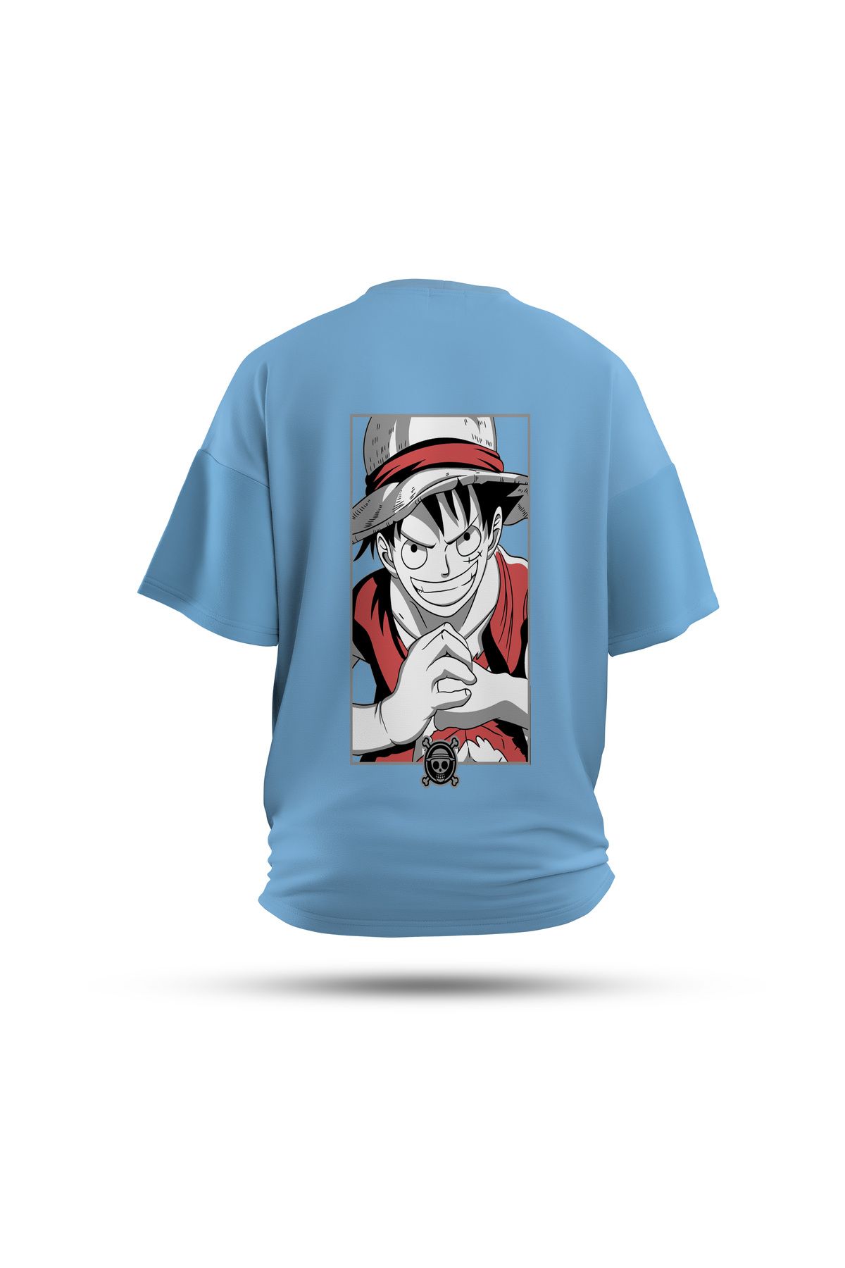 Zestia Unisex T-Shirt, One Piece Luffy Anime Sırt Baskılı, Regular, %100 Pamuk, Mavi T-Shirt No: 00142