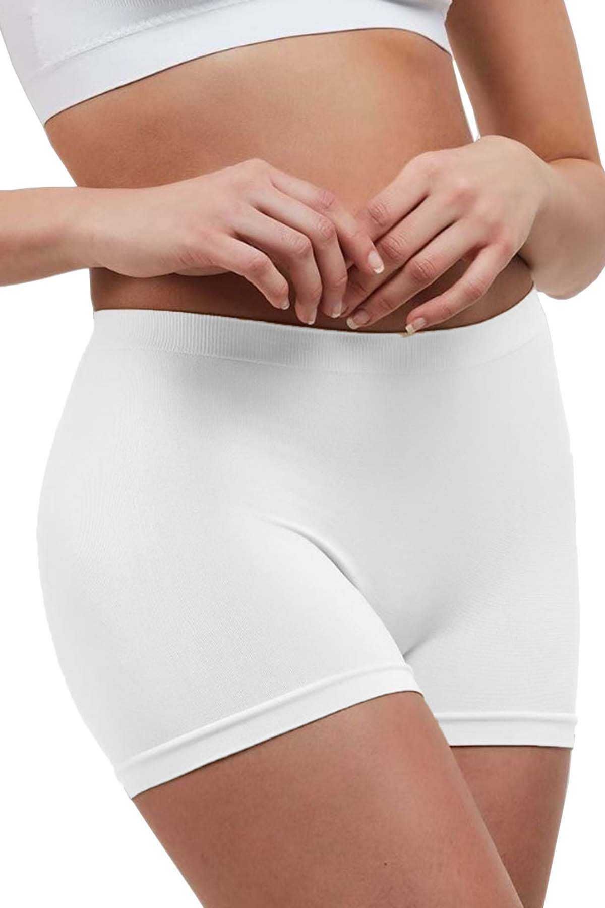 Shop58 Elite Life Dikişsiz Kadın Boxer Beyaz Şort 830