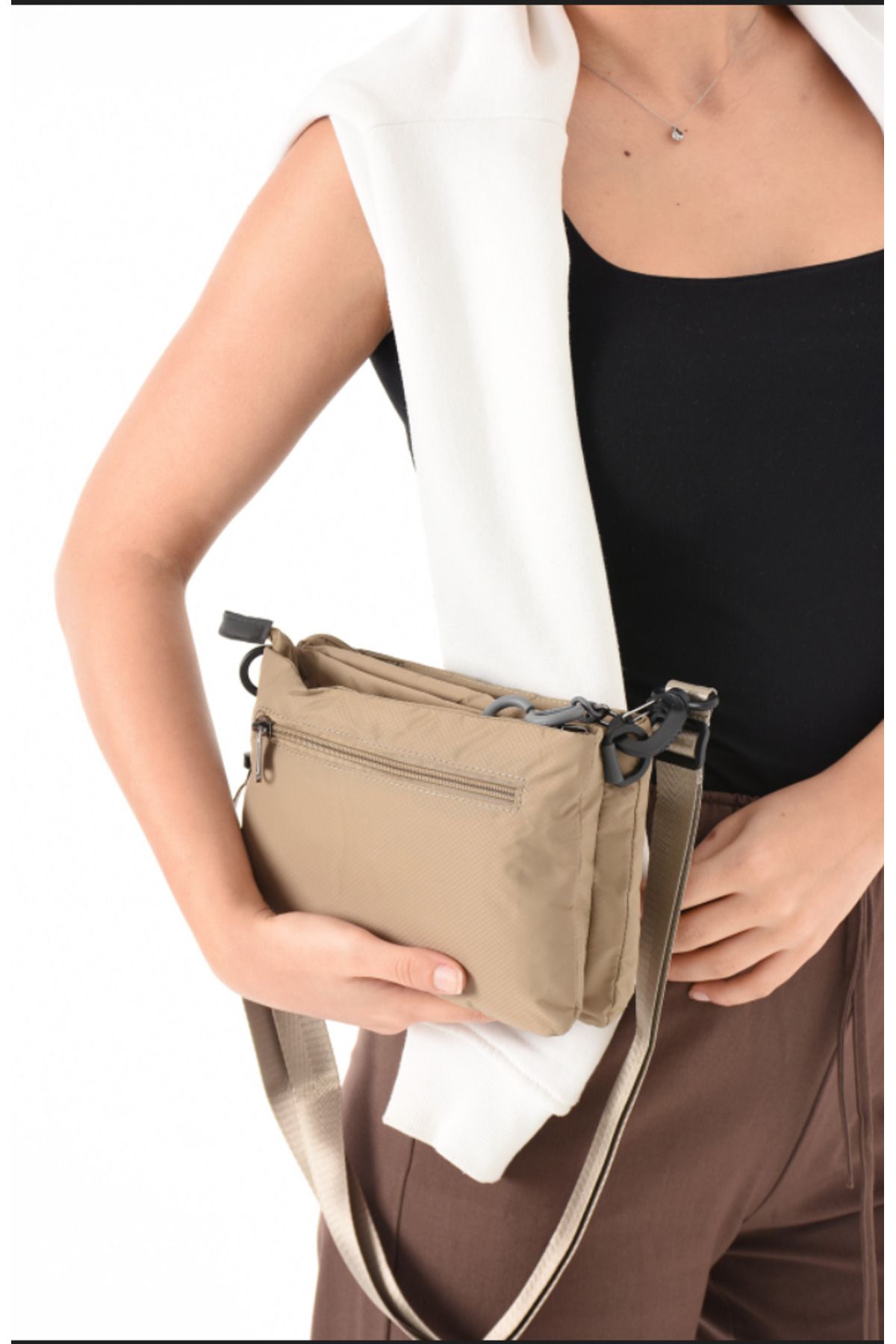 eflanmoda sanmorris 4 bölmeli ayarlanabilir kolon askılı kadın omuz çantası
