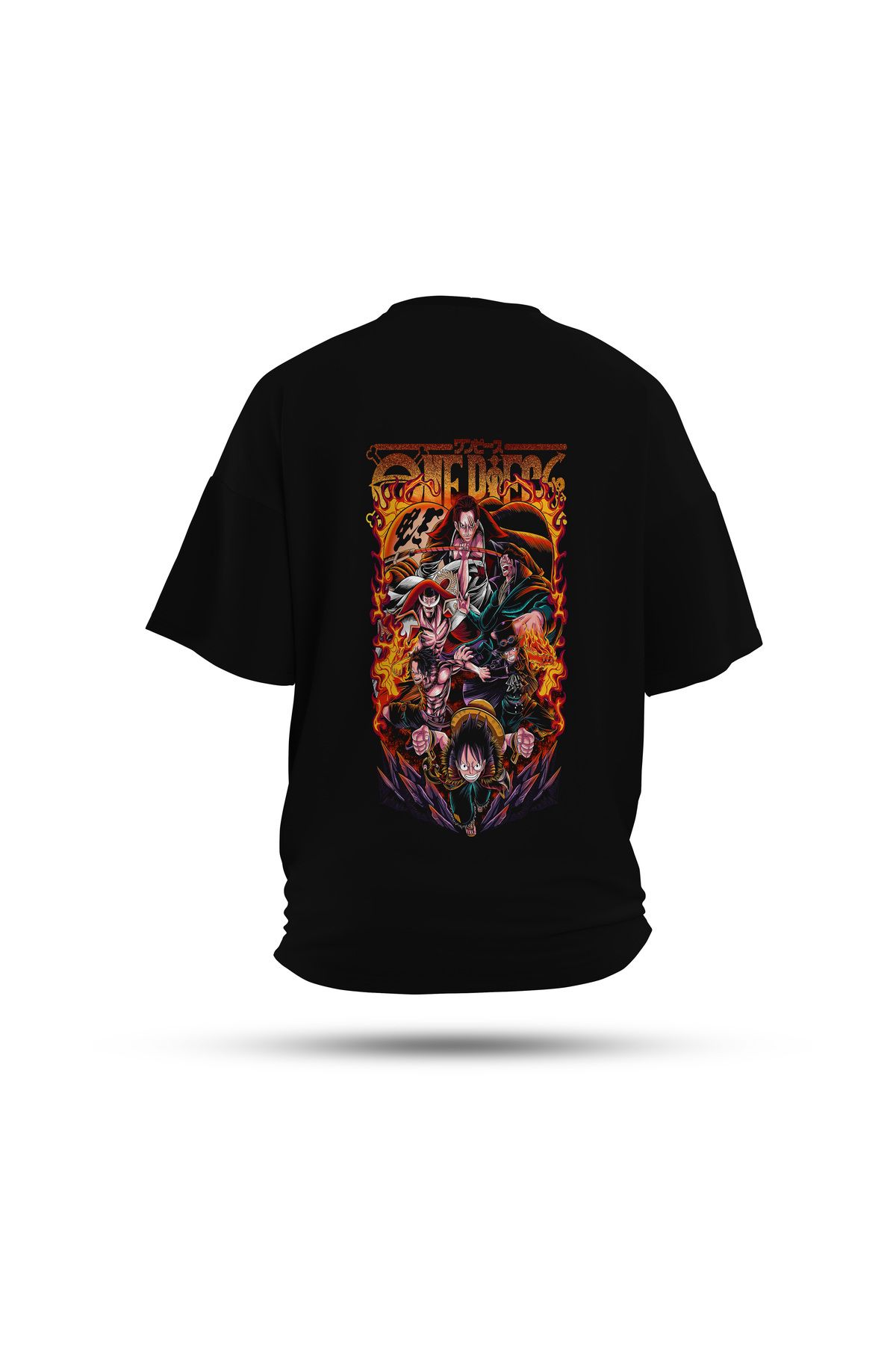 Zestia Unisex T-Shirt, One Piece Anime Sırt Baskılı, Regular, %100 Pamuk, Siyah T-Shirt No: 00153