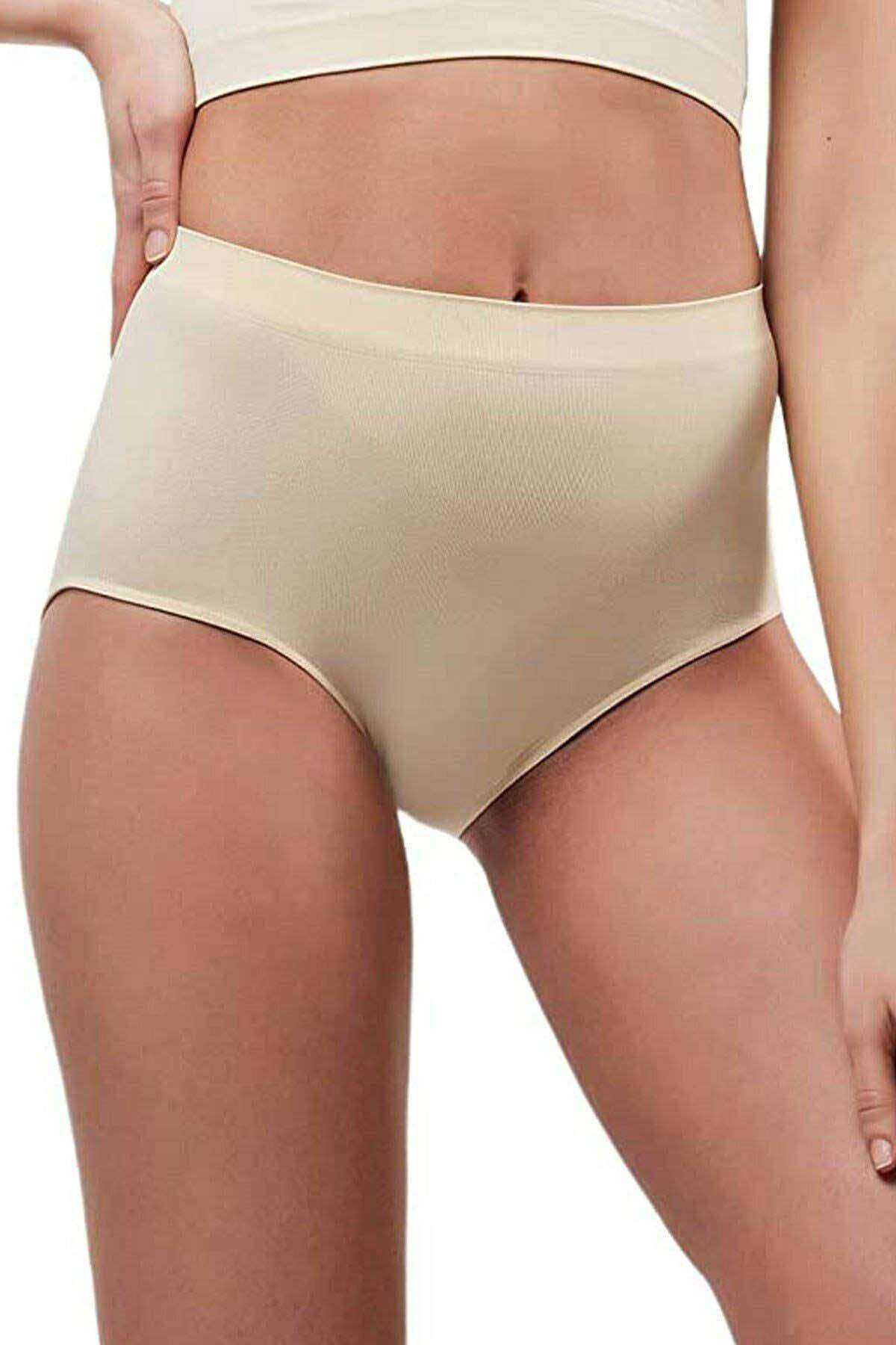 Shop58 Elite Lite Kadın Yüksek Bel Dikişsiz İz Yapmaz Slip Külot Ten 811