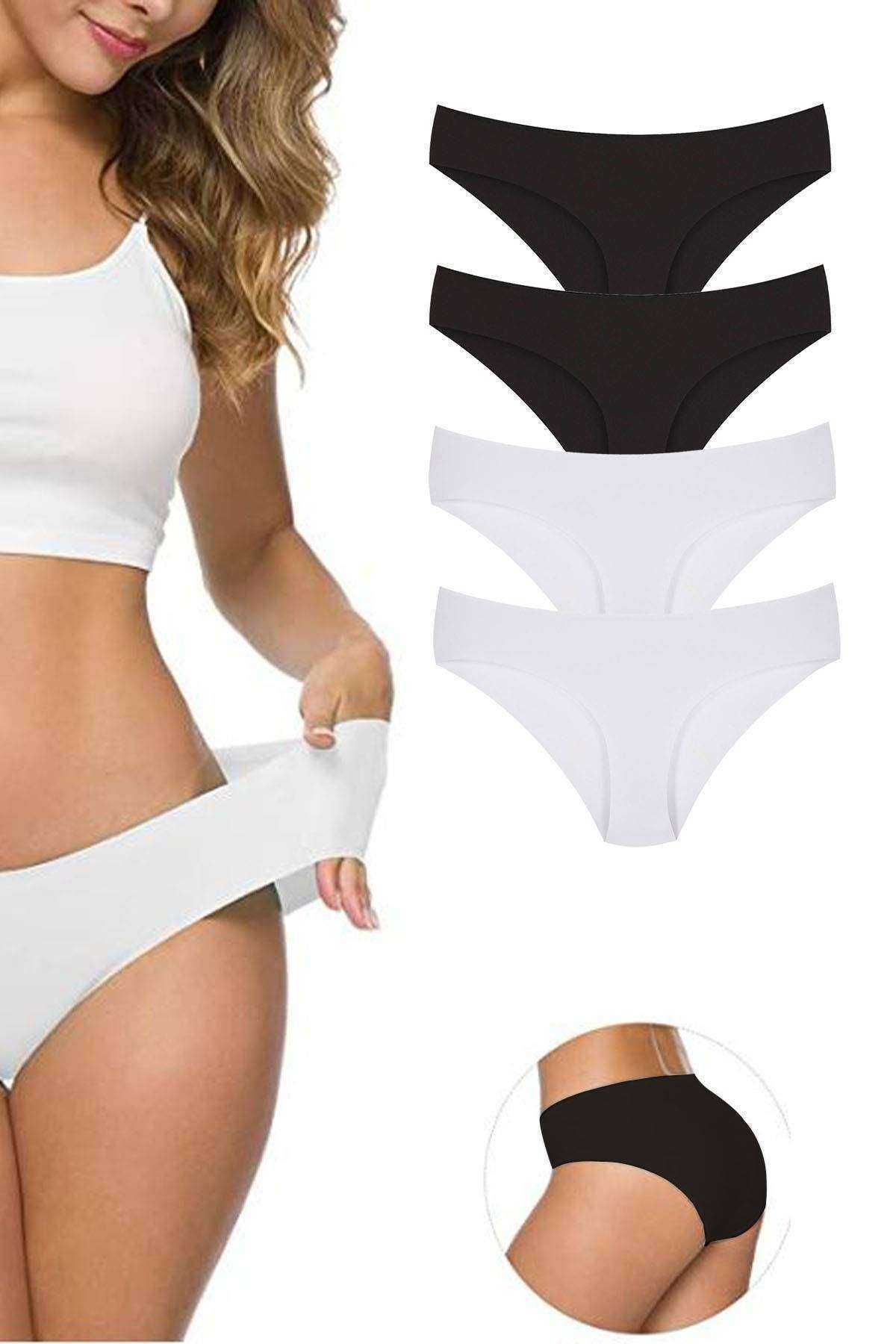 Shop58 4 Adet Kadın Dikişsiz Lazer Kesim Esnek İz yapmayan Külot S1