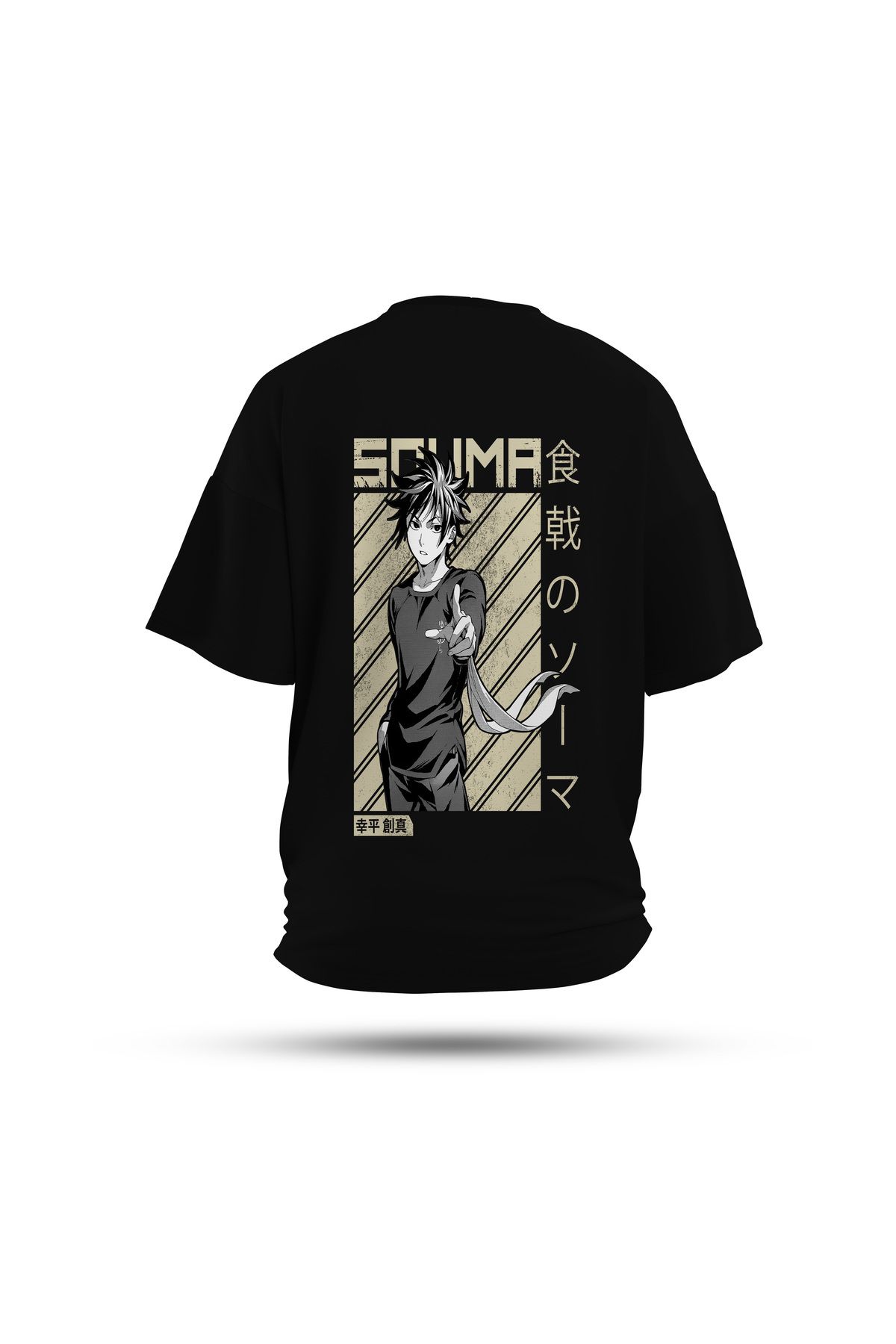 Zestia Unisex T-Shirt, Food Wars Anime Sırt Baskılı, Regular, %100 Pamuk, Siyah T-Shirt No: 00158