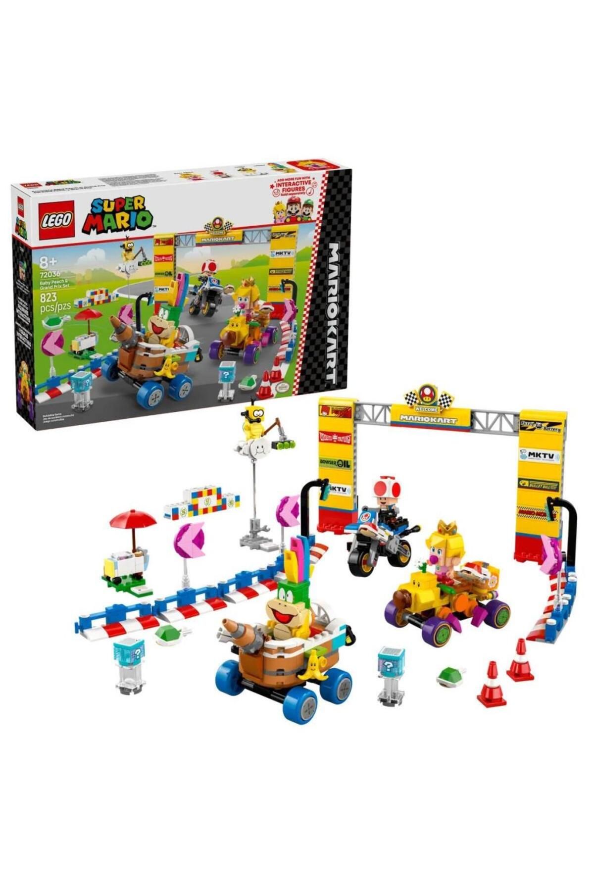 MR RZN STORE 72036 LE GO Su per Ma rio - Baby Peach ve Grand Prix Seti 823 parça +8 yaş