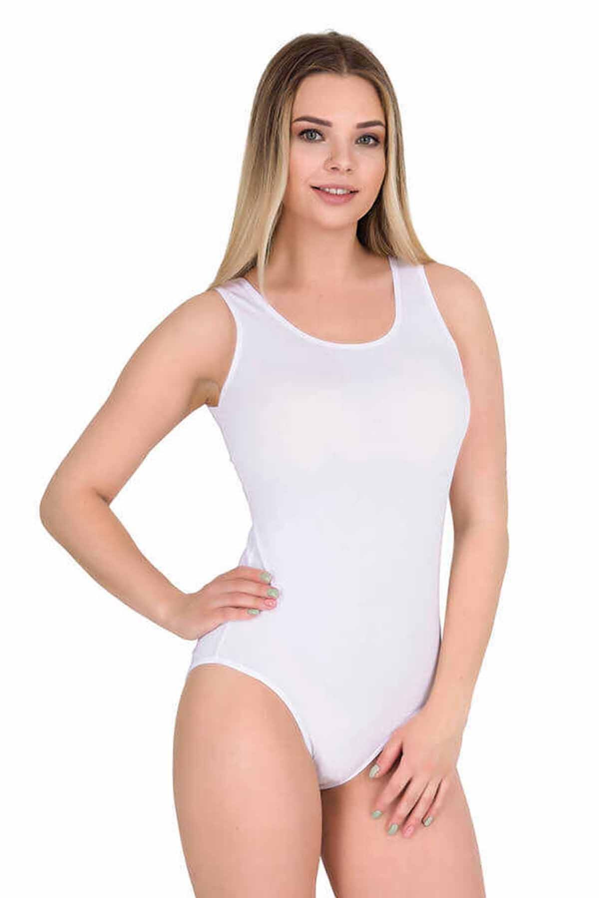 Shop58 Kadın Çıtçıtlı Badi Geniş Askı Kancalı Atlet Beyaz 2083B