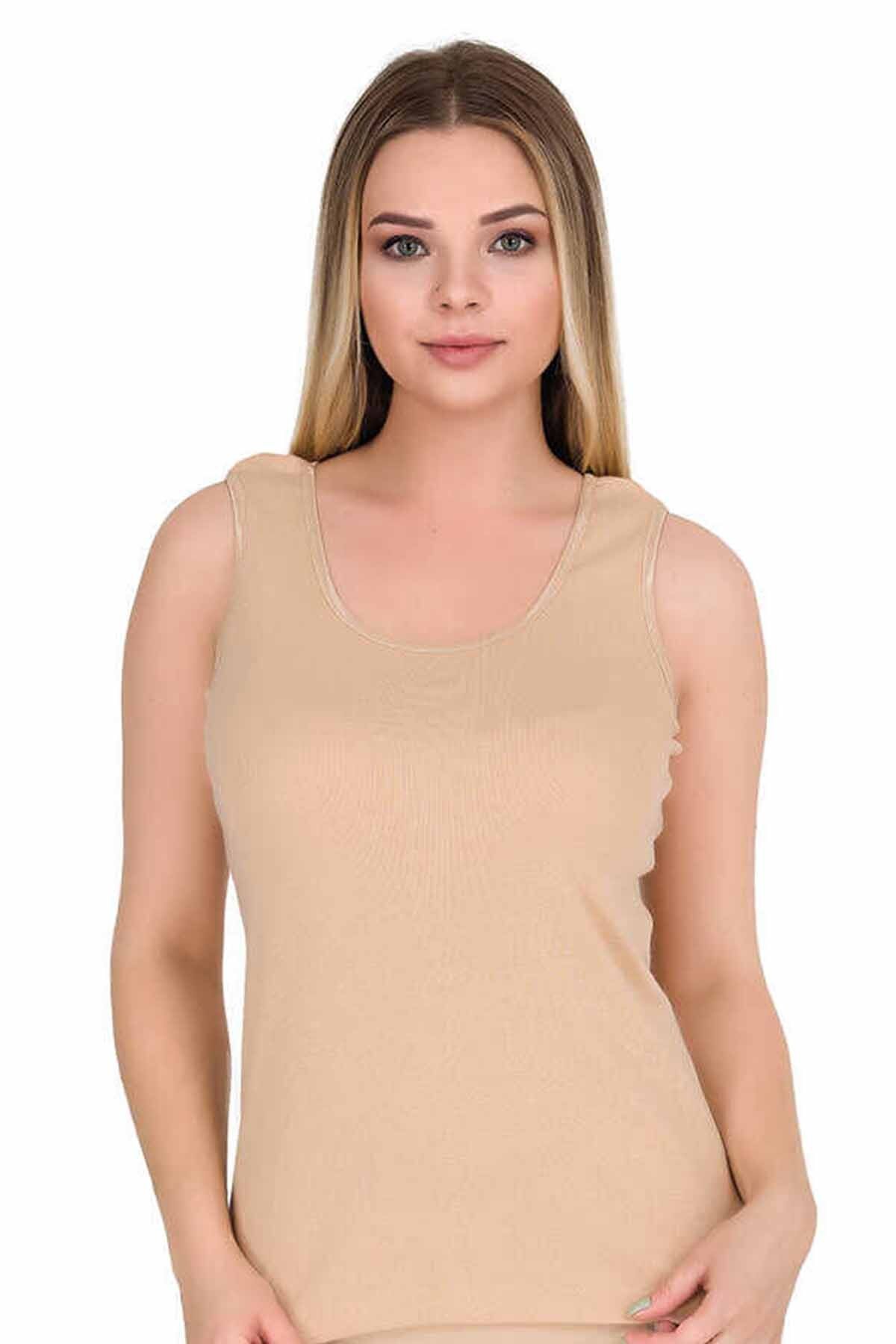 Shop58 Geniş Askılı Elestan Likralı Kadın Atlet Ten 2127B