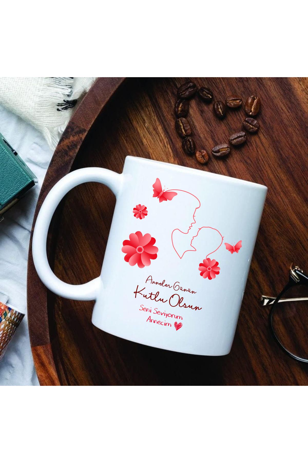 Cups Art Anneler Günü Hediyesi Özel Tasarım Çift Yön Baskılı 1. Kalite Porselen Kupa Bardak