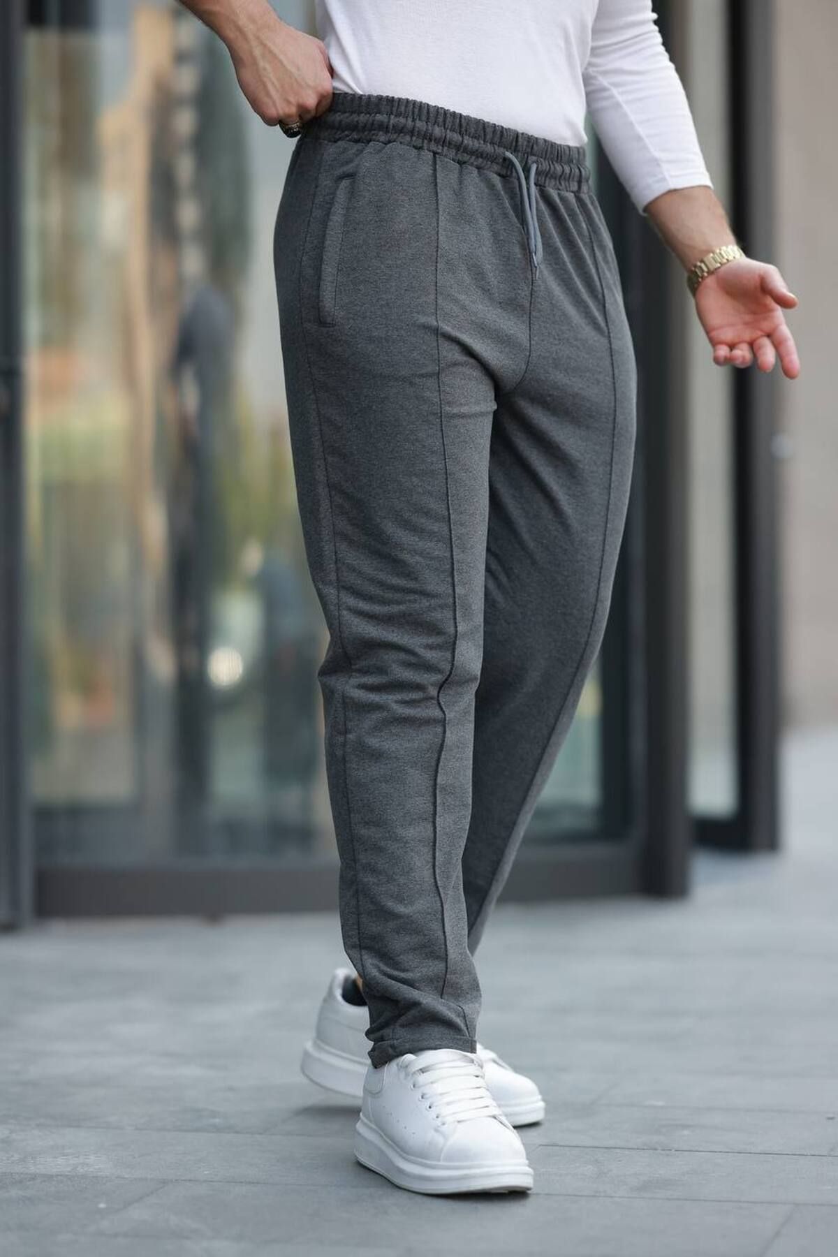 YONEZ MODA Erkek Rahat Kalıp 2 İplik Kompak Çimalı Çift Cepli Pantolon