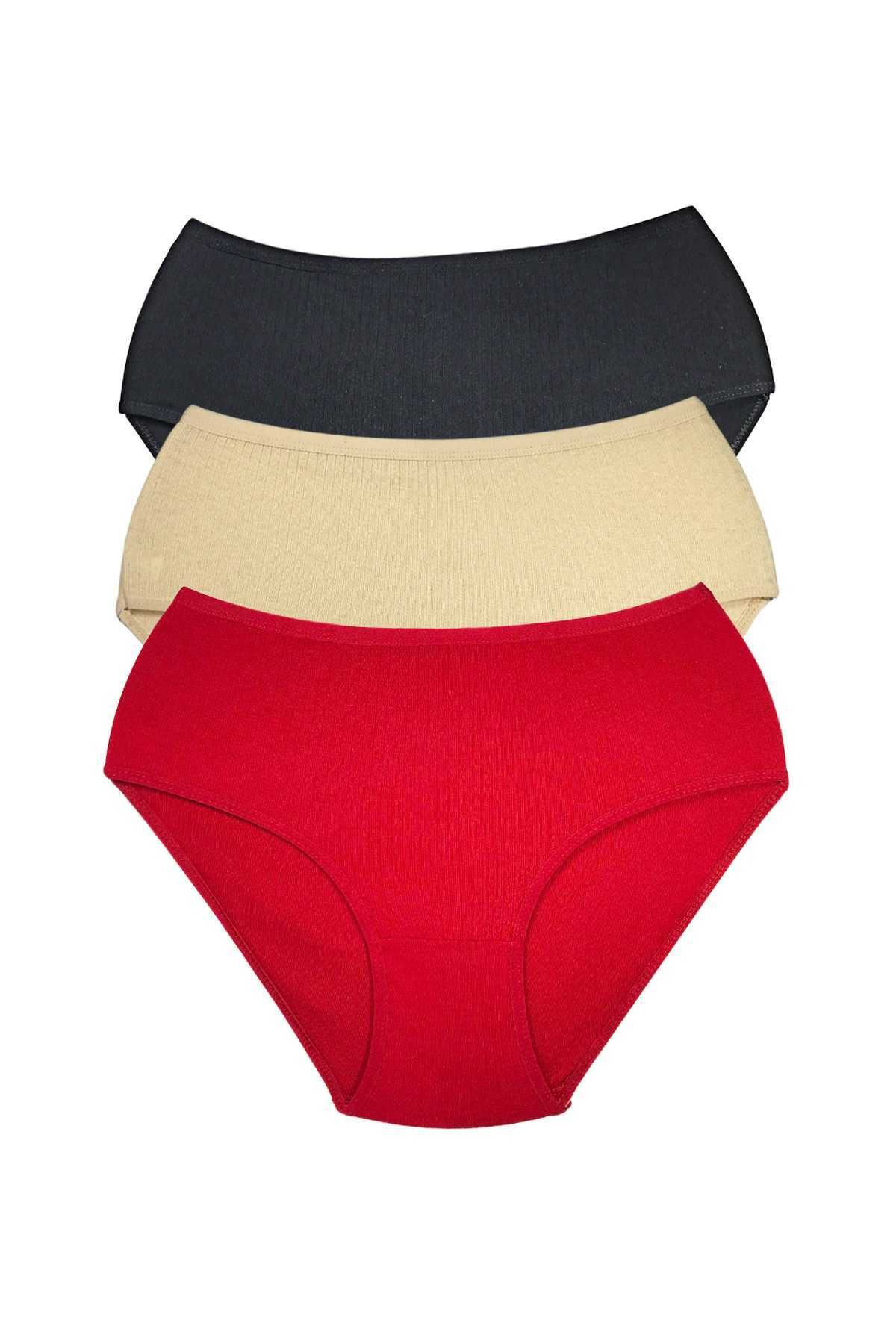 Shop58 3 Adet Kadın Yüksek Bel Ribana Bato Külot S027