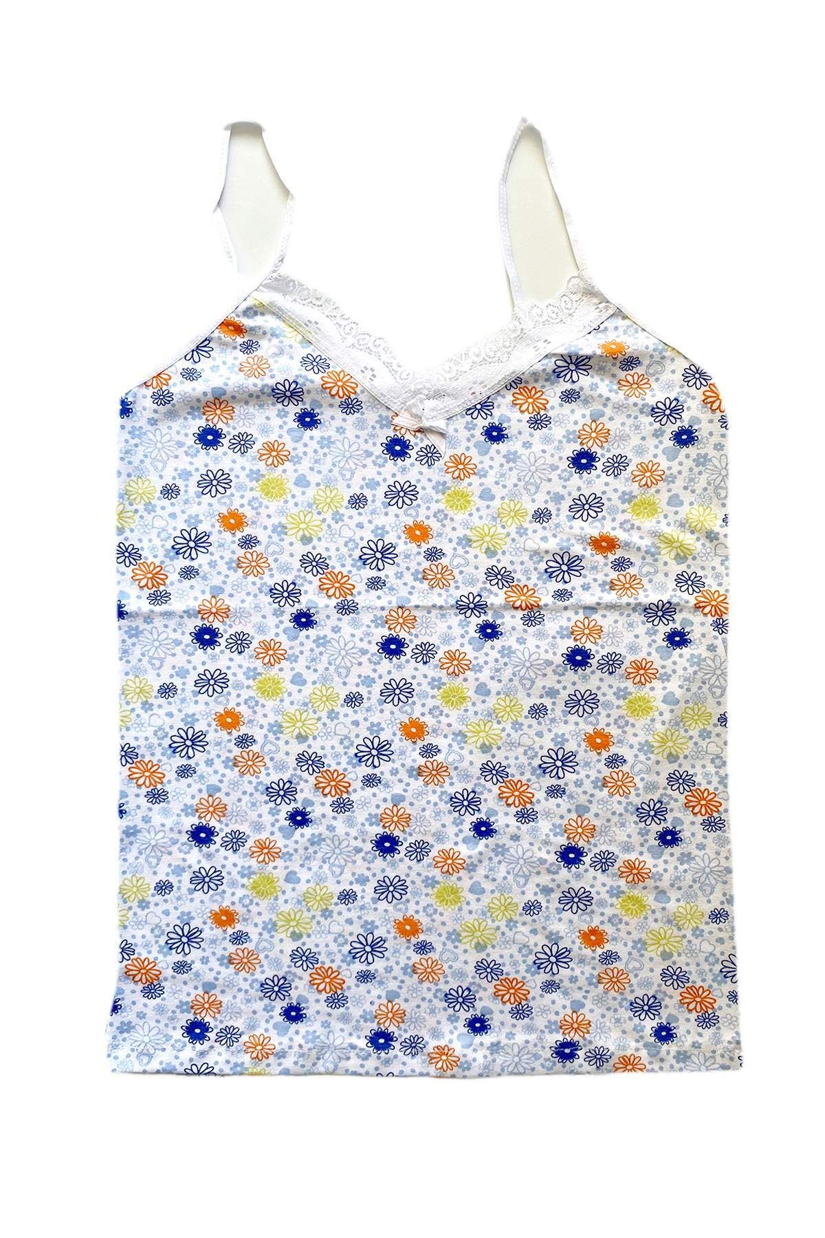 Shop58 Kadın Askılı Desenli Atlet Dantelli Empirme Pamuklu Penye D6