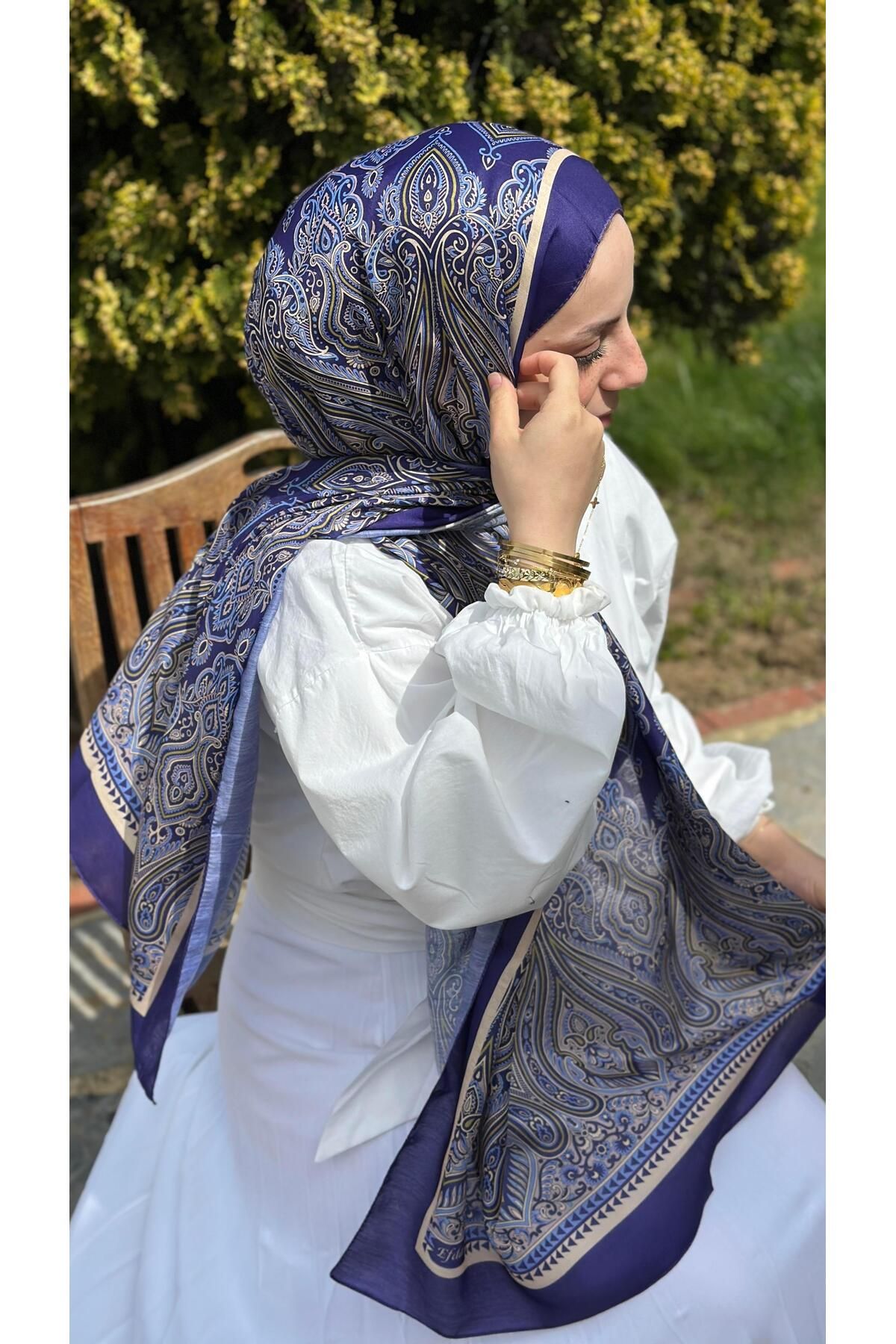 modayışığı Luxy Desen soft pamuk Mor Şal