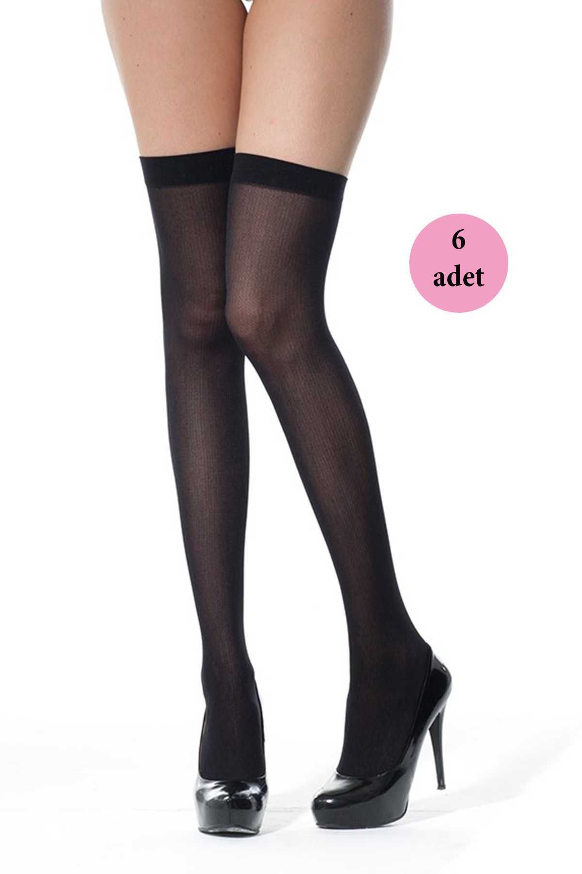 Shop58 6 Adet Mus Kaçmaz Lastikli Çorap 70 denye 500 Siyah