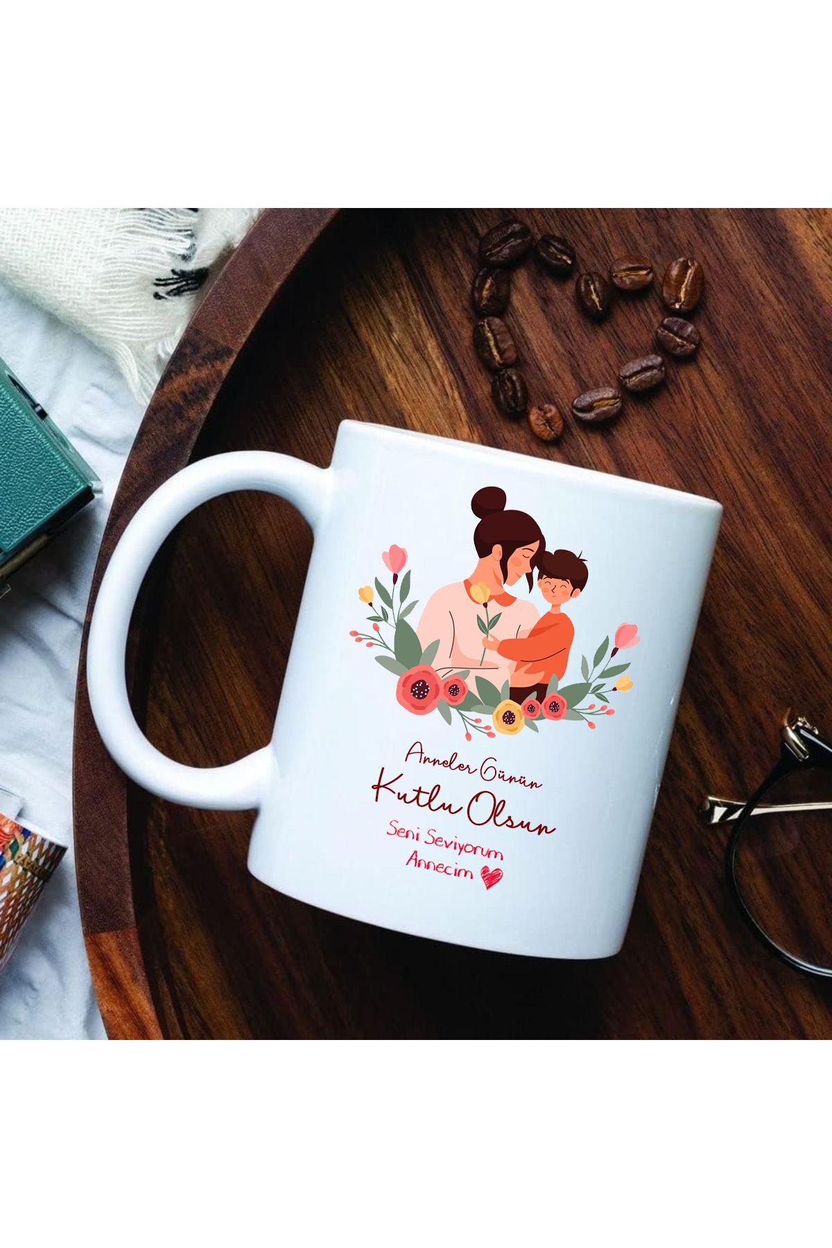 Cups Art Anneler Günü Hediyesi Özel Tasarım Çift Yön Baskılı 1. Kalite Porselen Kupa Bardak
