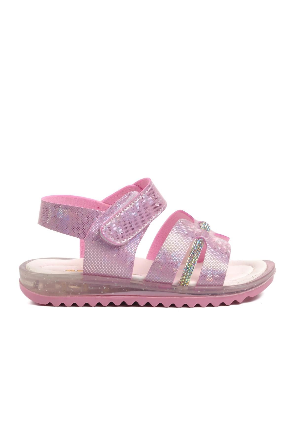 Aspor Pembe Simli Bebek Düz Sandalet