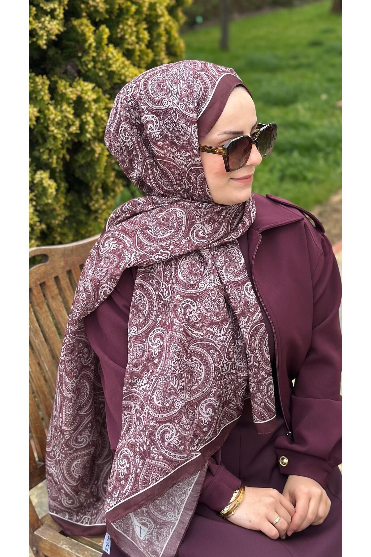 modayışığı Luna soft pamuk Mürdüm Şal