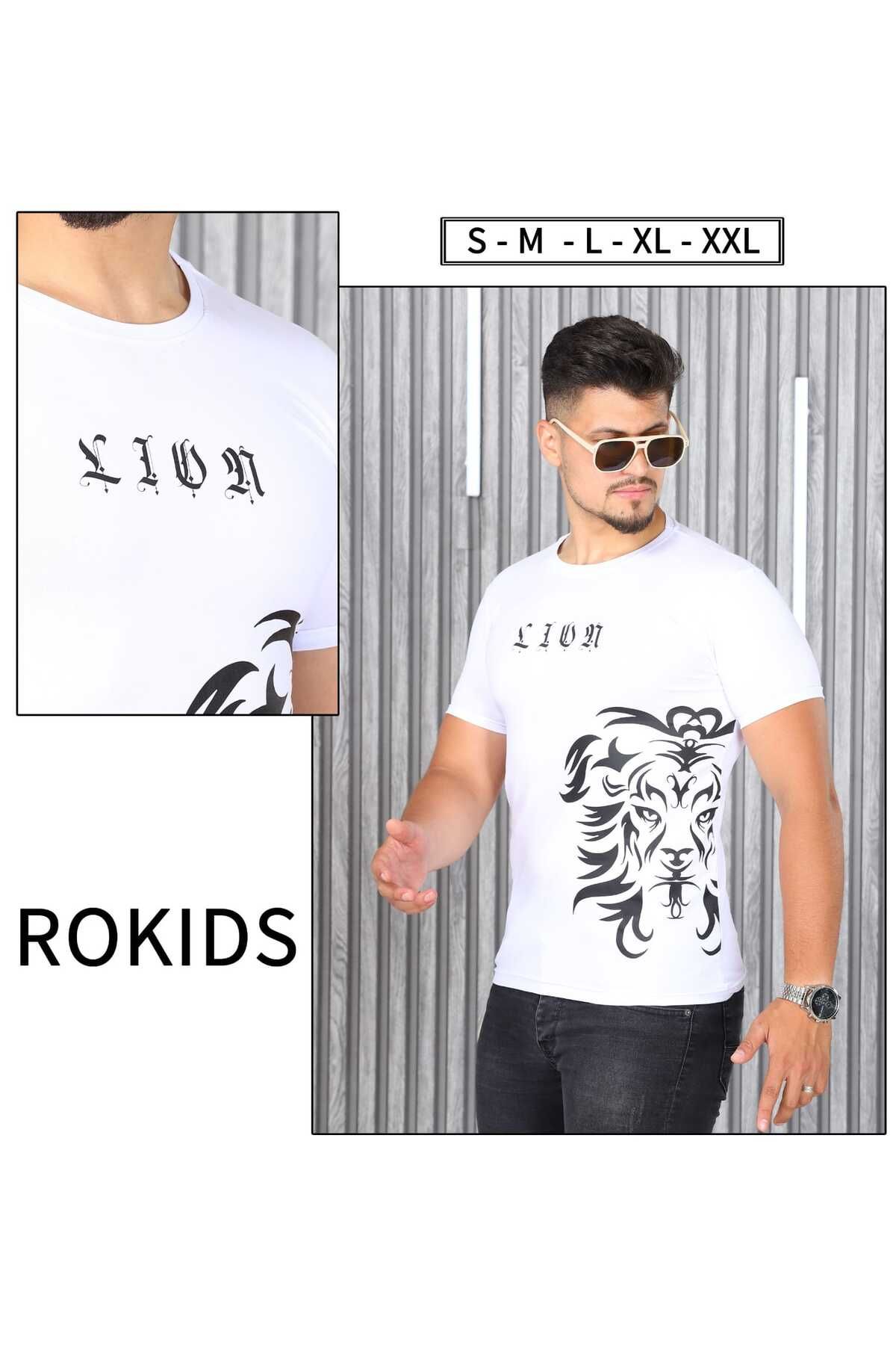 RO KİDS RO KIDS Ön Arka Baskılı Kurt Baskılı Regular Fit %100 Pamuk T-Shirt