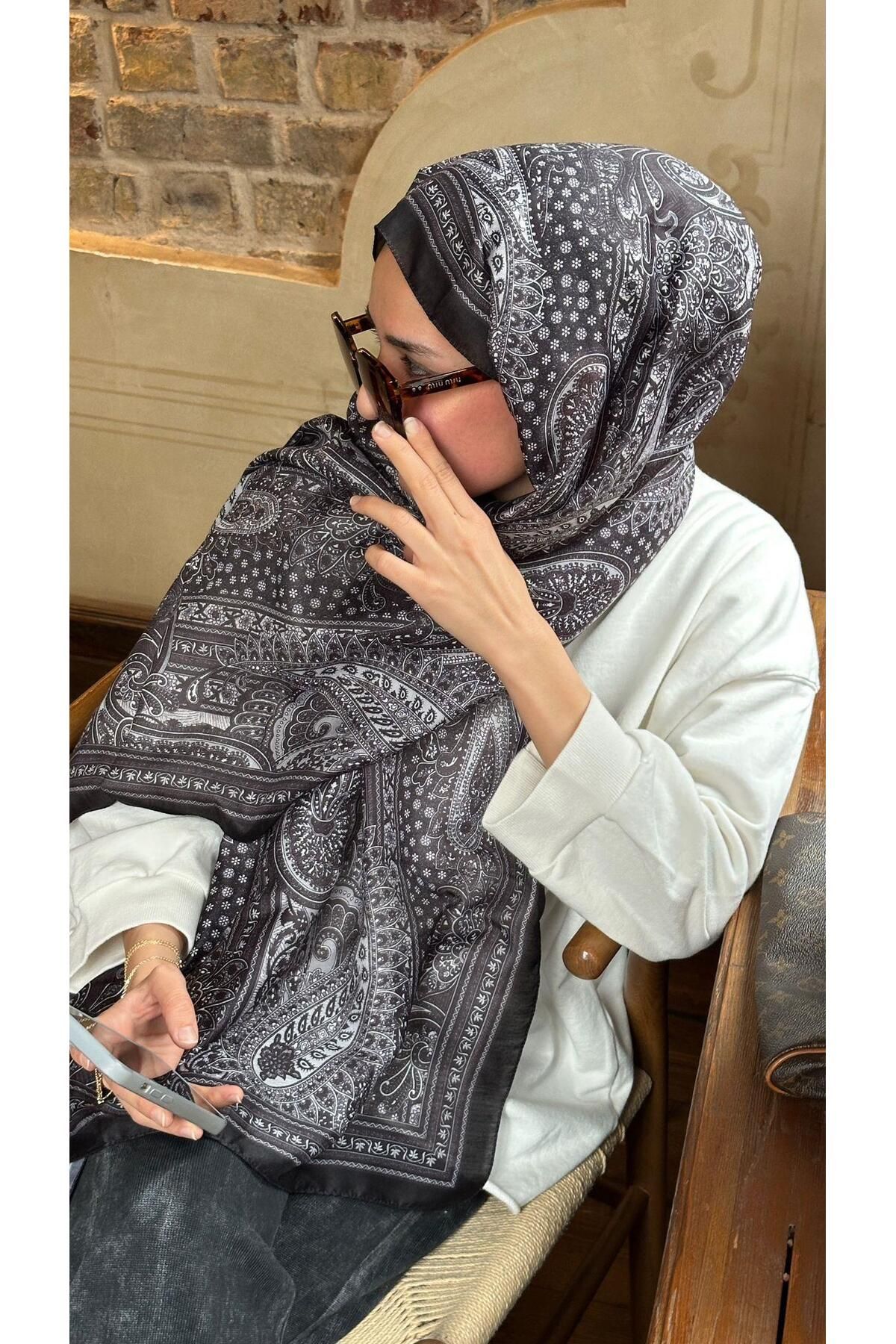 modayışığı Siyah Pearl Soft Pamuk Şal