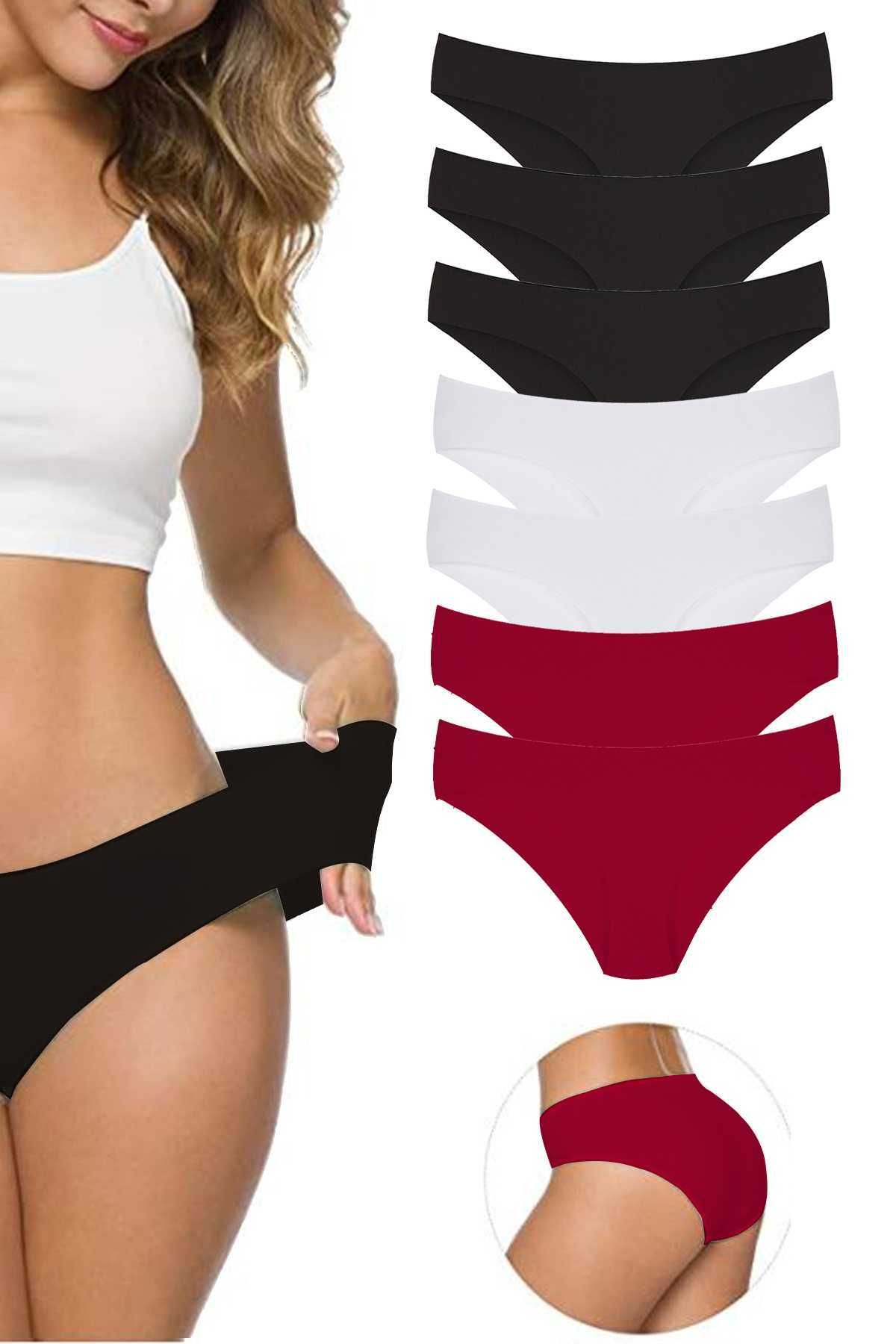 Shop58 7 Adet Kadın Dikişsiz Lazer Kesim Esnek İz yapmayan Külot S8