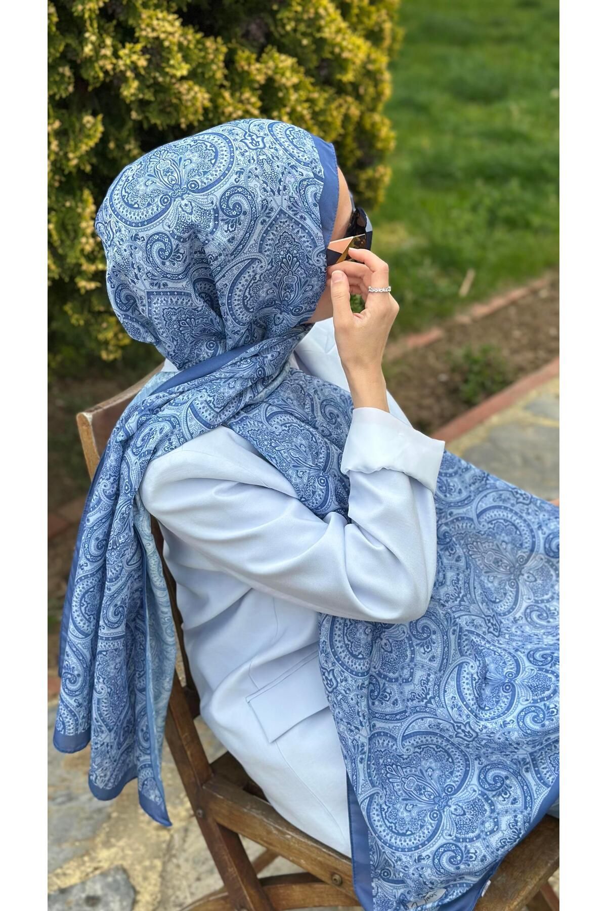 modayışığı Luna soft pamuk Mavi Şal