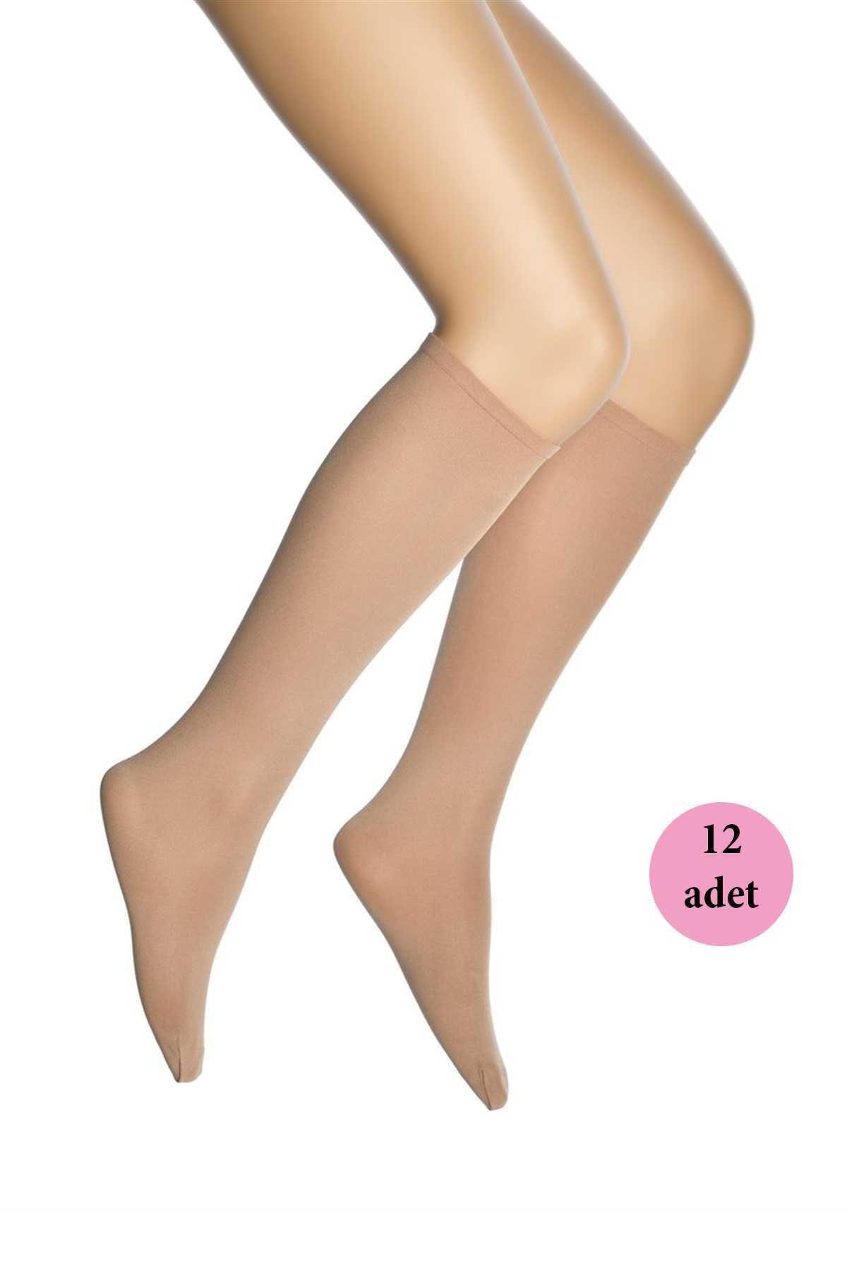Shop58 12 Adet Mikro 70 Dizaltı Kadın Çorap Ten 57