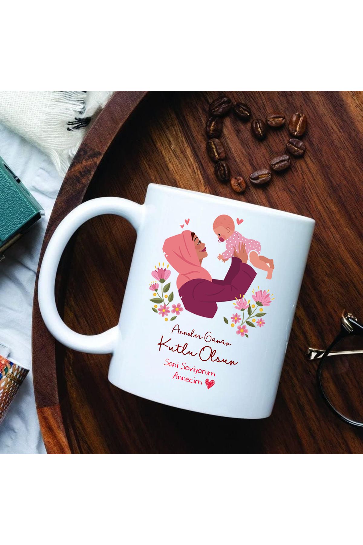 Cups Art Anneler Günü Hediyesi Özel Tasarım Çift Yön Baskılı 1. Kalite Porselen Kupa Bardak