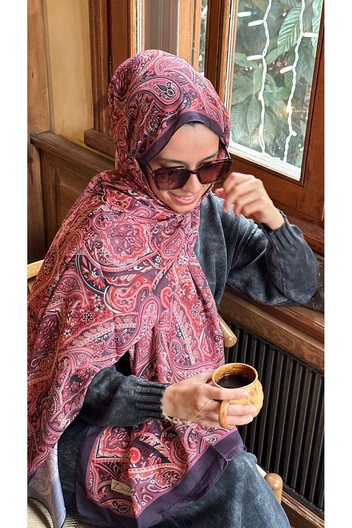 modayışığı Pudra Bordo Pearl Soft Pamuk Şal