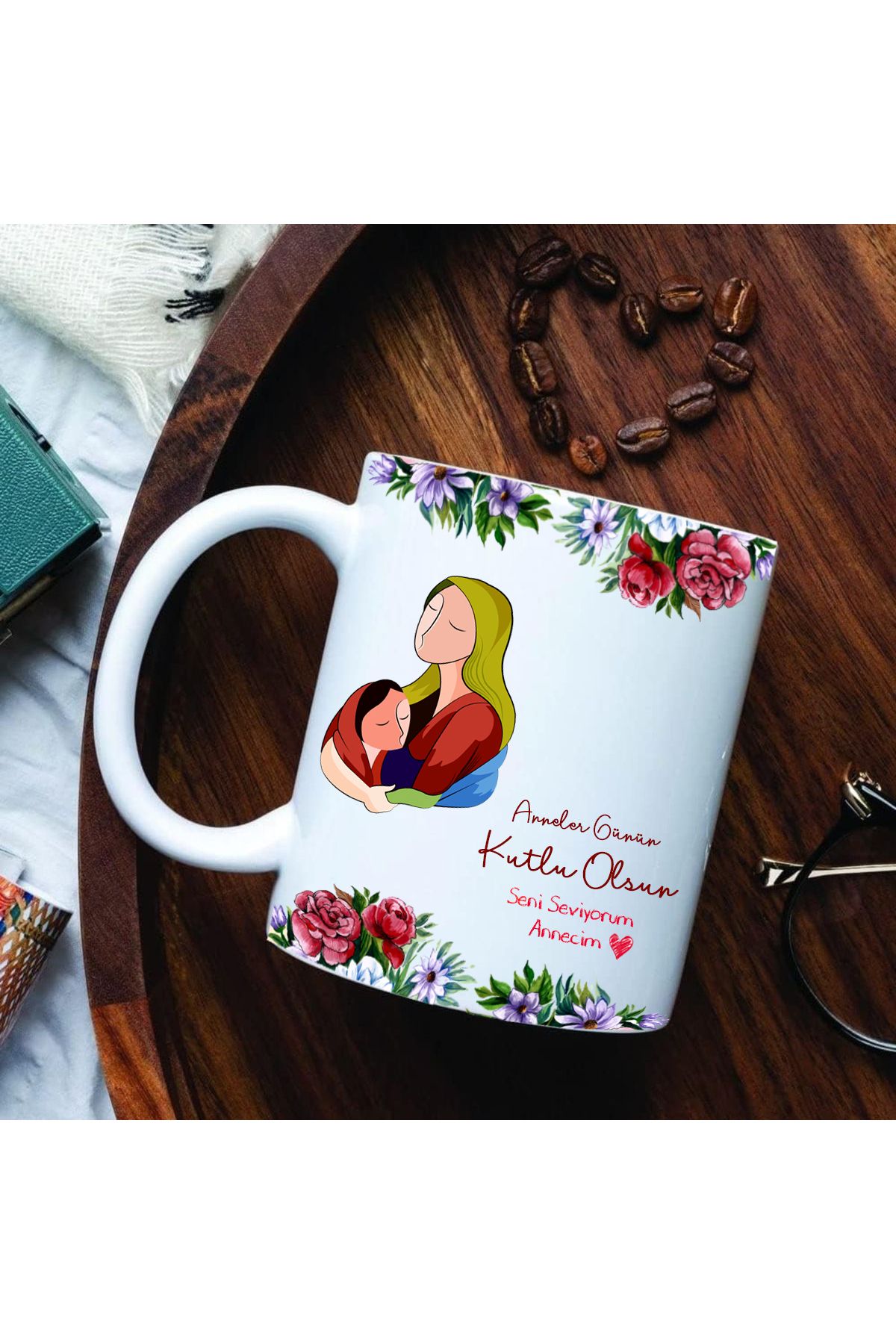 Cups Art Anneler Günü Hediyesi Özel Tasarım Çift Yön Baskılı 1. Kalite Porselen Kupa Bardak
