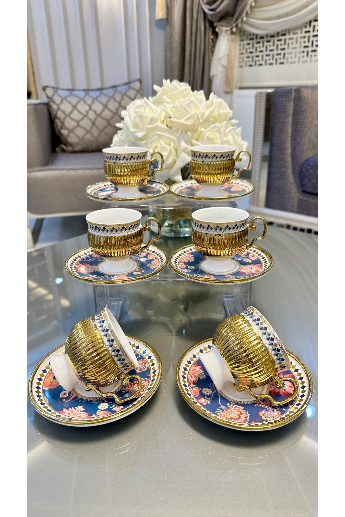 ACAR-Porcelain Tolede Standing Coffee Cup Set 2