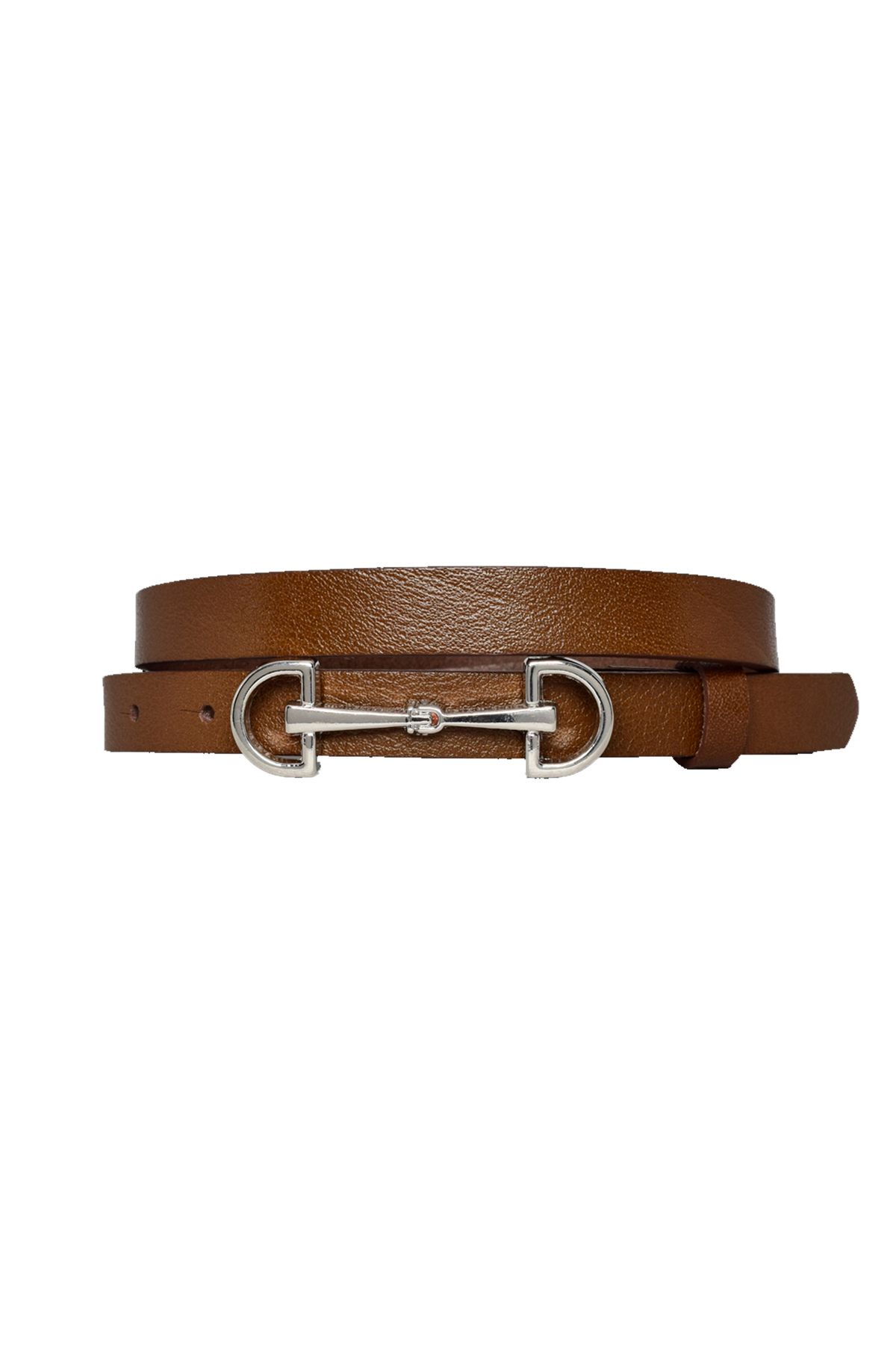 GoDeri-100% Genuine Leather, Silver Buckle Thin 2 cm Light Brown Women's Belt; Dress, Pants BeltD&D 8