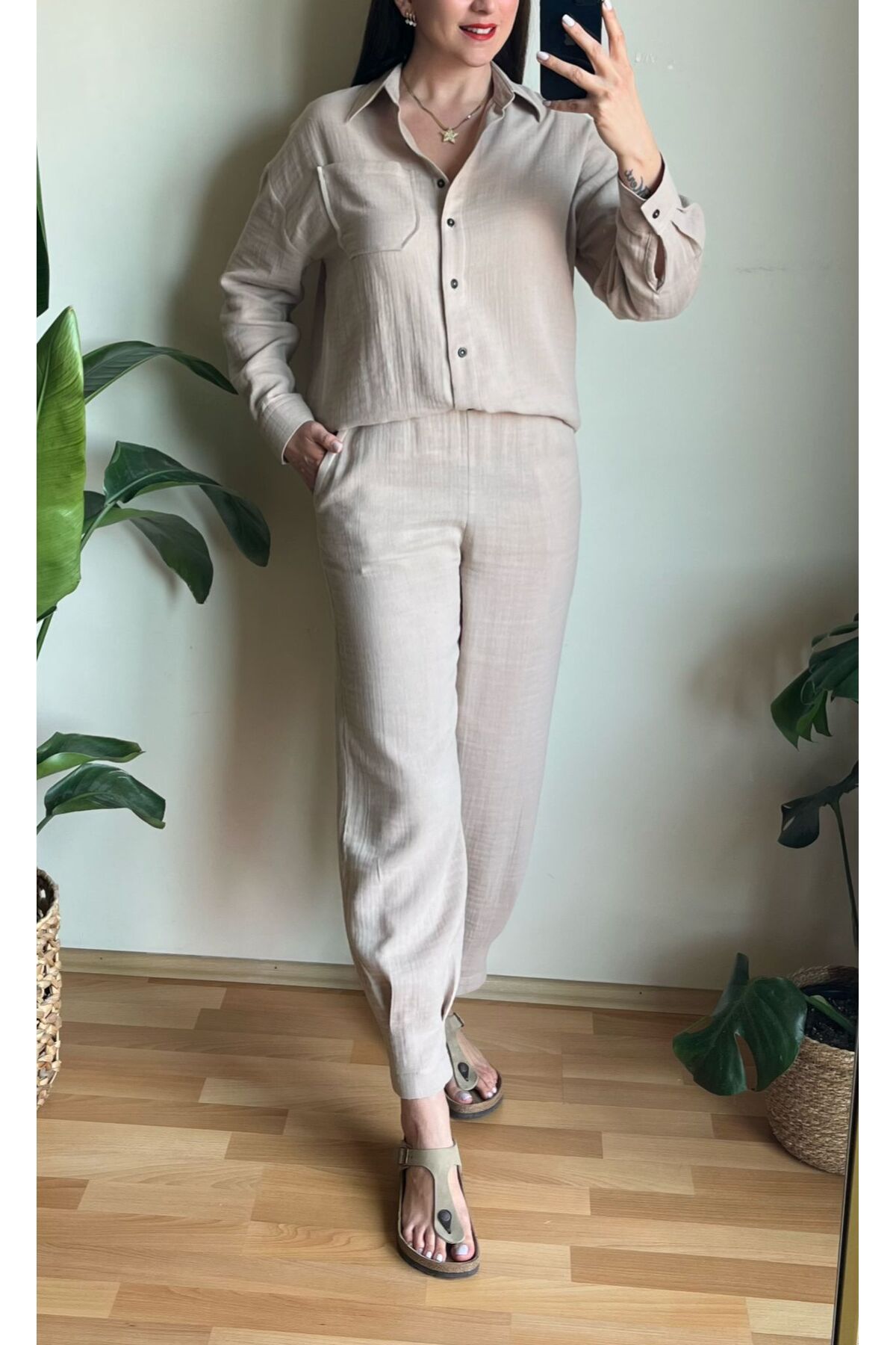 Butik MÜSLİN KUMAŞ GÖMLEK PANTOLON TAKIM