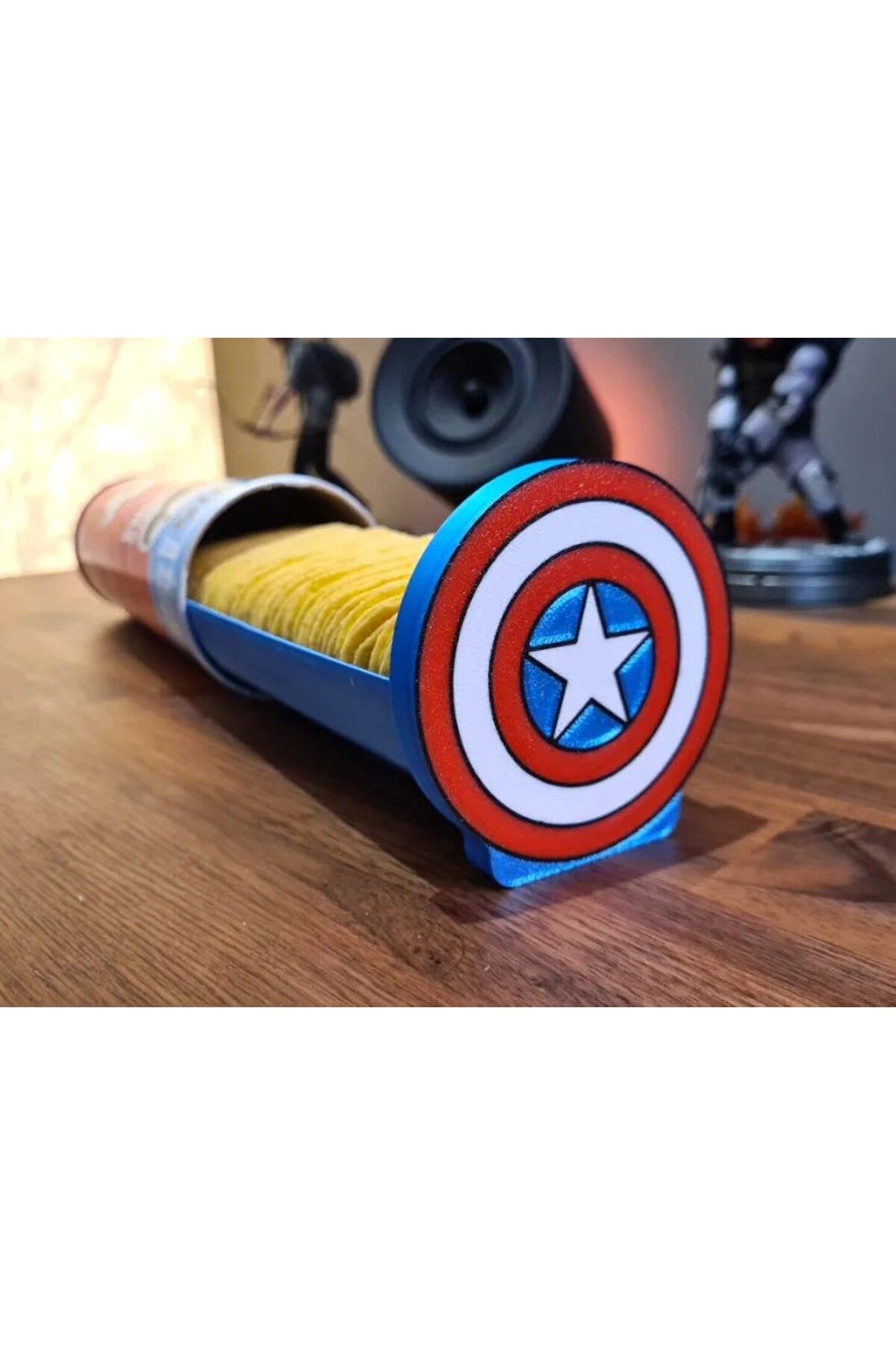 genomera Kaptan Amerika Temalı Kapaklı Pringles Tepsisi