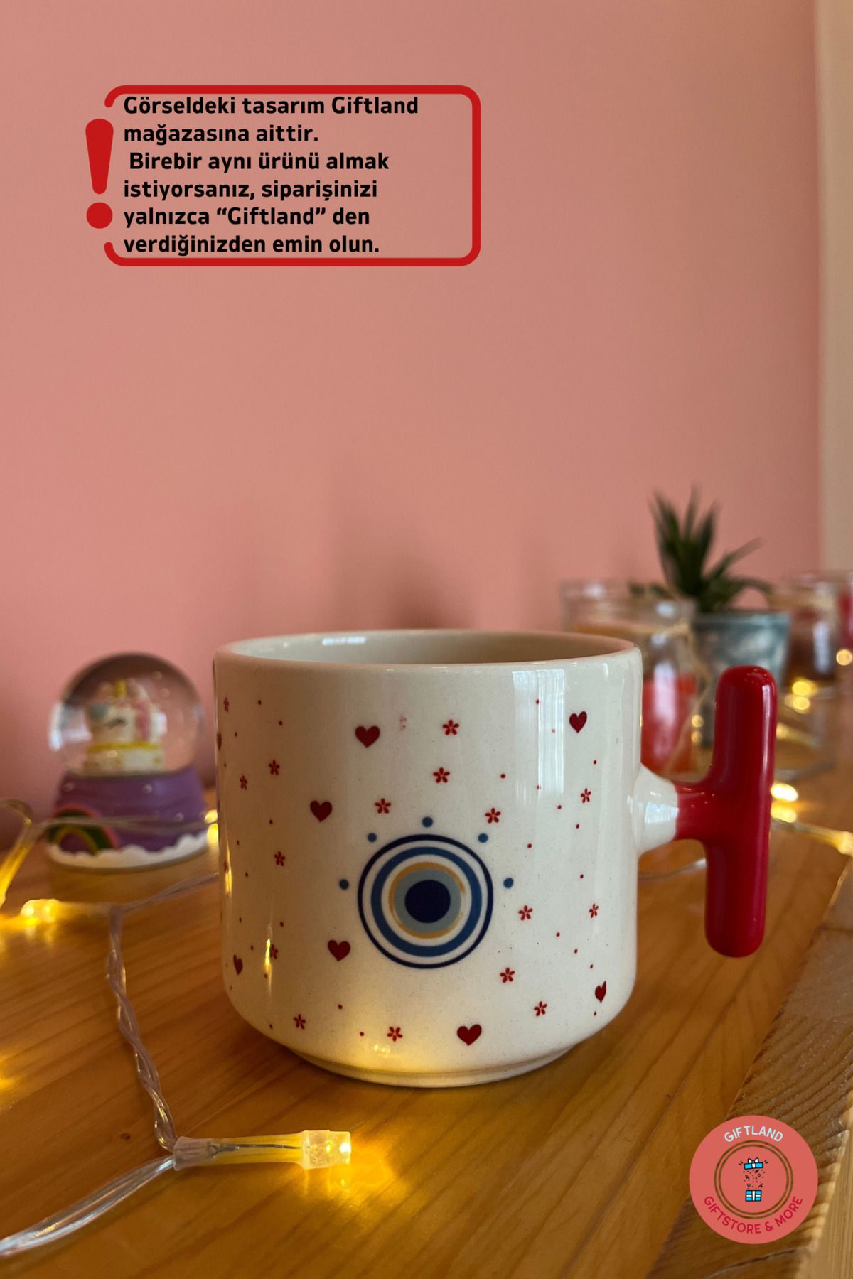 giftland giftstore more Şans ve Sevgi Temalı Nazarlık Kupa Bardak