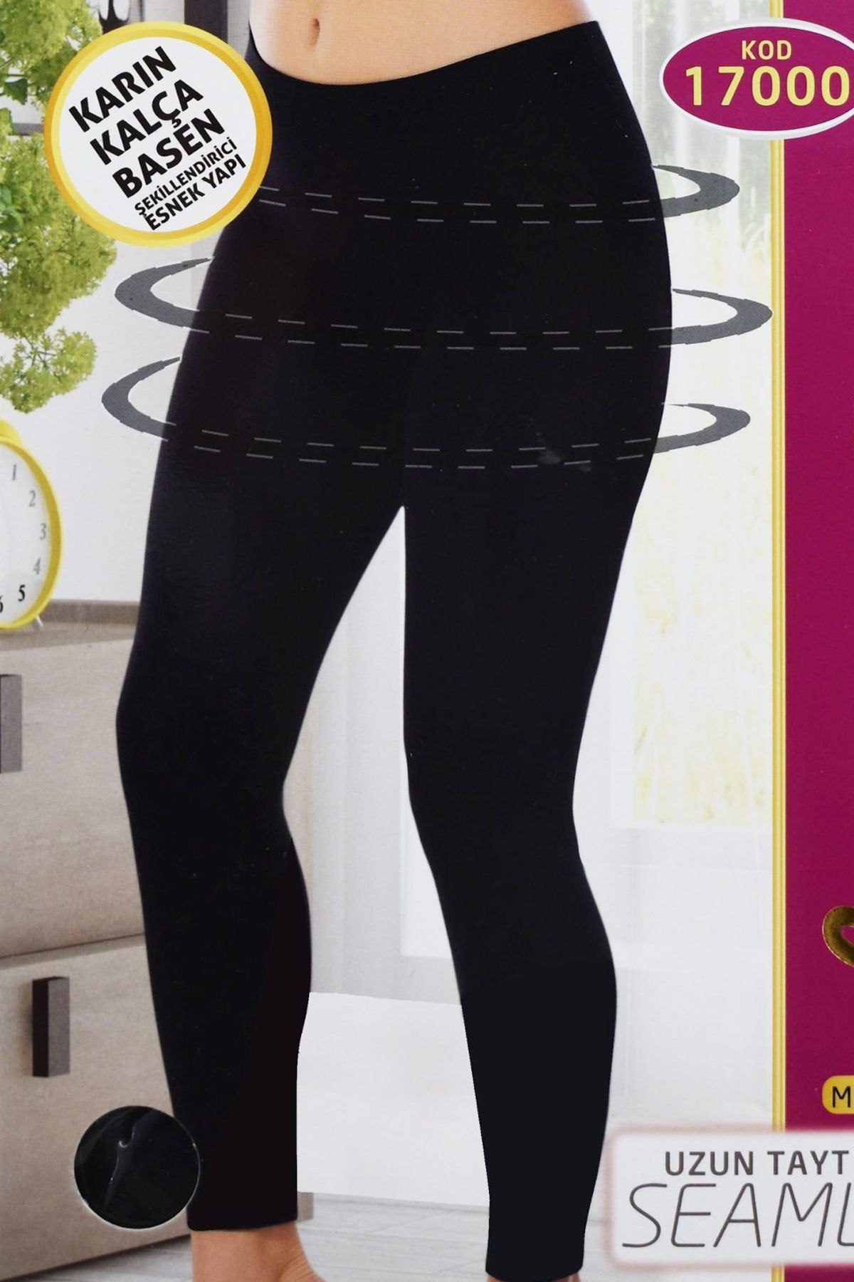 Shop58 Korseli Dikişsiz İz Yapmaz Uzun Tayt 17000 Siyah