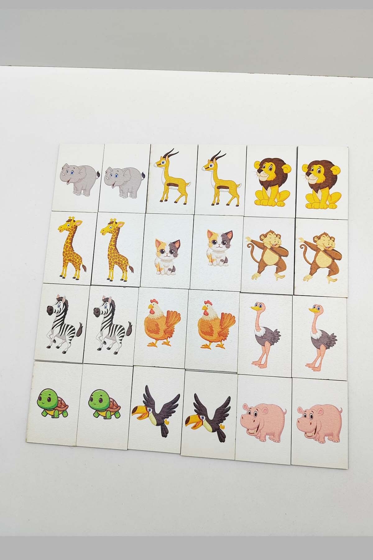OYART&DESIGN Ahşap Zeka Kartları Eşleştirme Oyunu Ahşap Puzzle Oyuncak Sevimli Orman Hayvanları