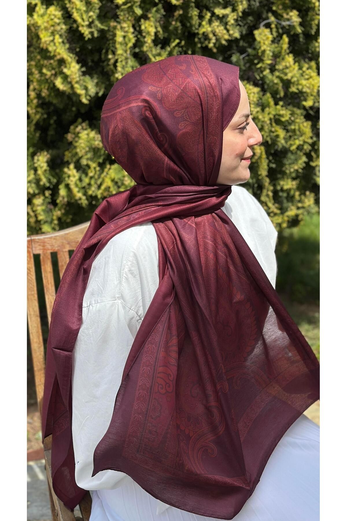 modayışığı Sera Soft Pamuk Bordo Şal