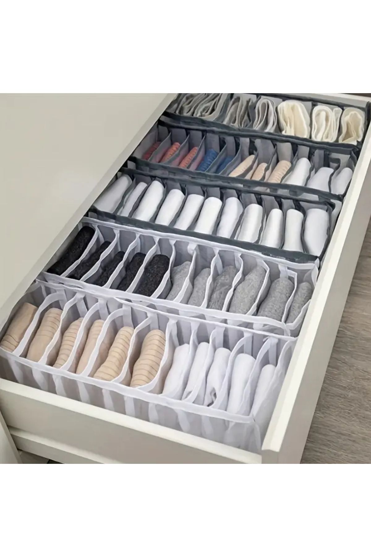 Home 11 Bölmeli Çekmece İçi Organizer - Katlanabilir Kumaş Gardırop Düzenleyici Kutu