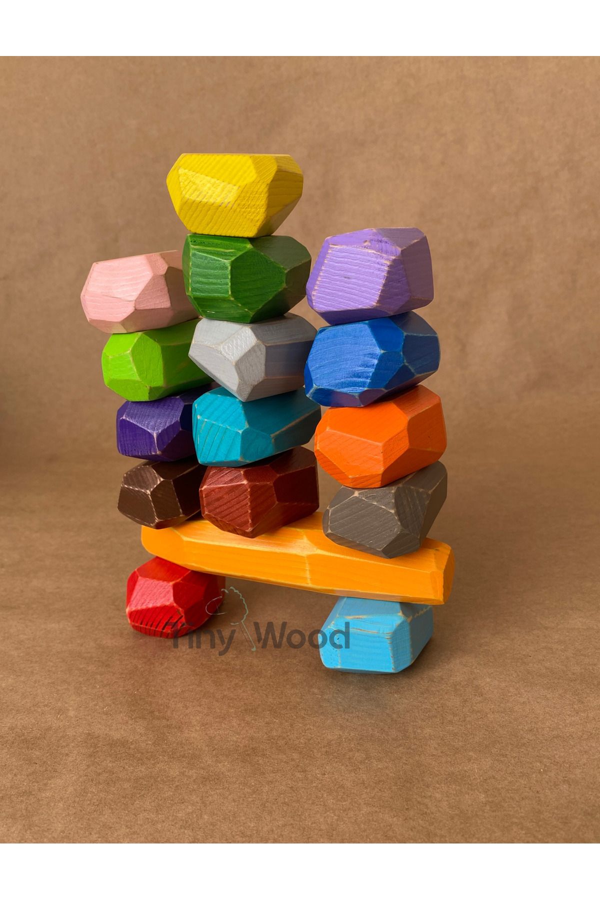 tiny wood Ahşap Denge Taşları 16’lı Set – Tumi Ishi Montessori Denge Oyunu