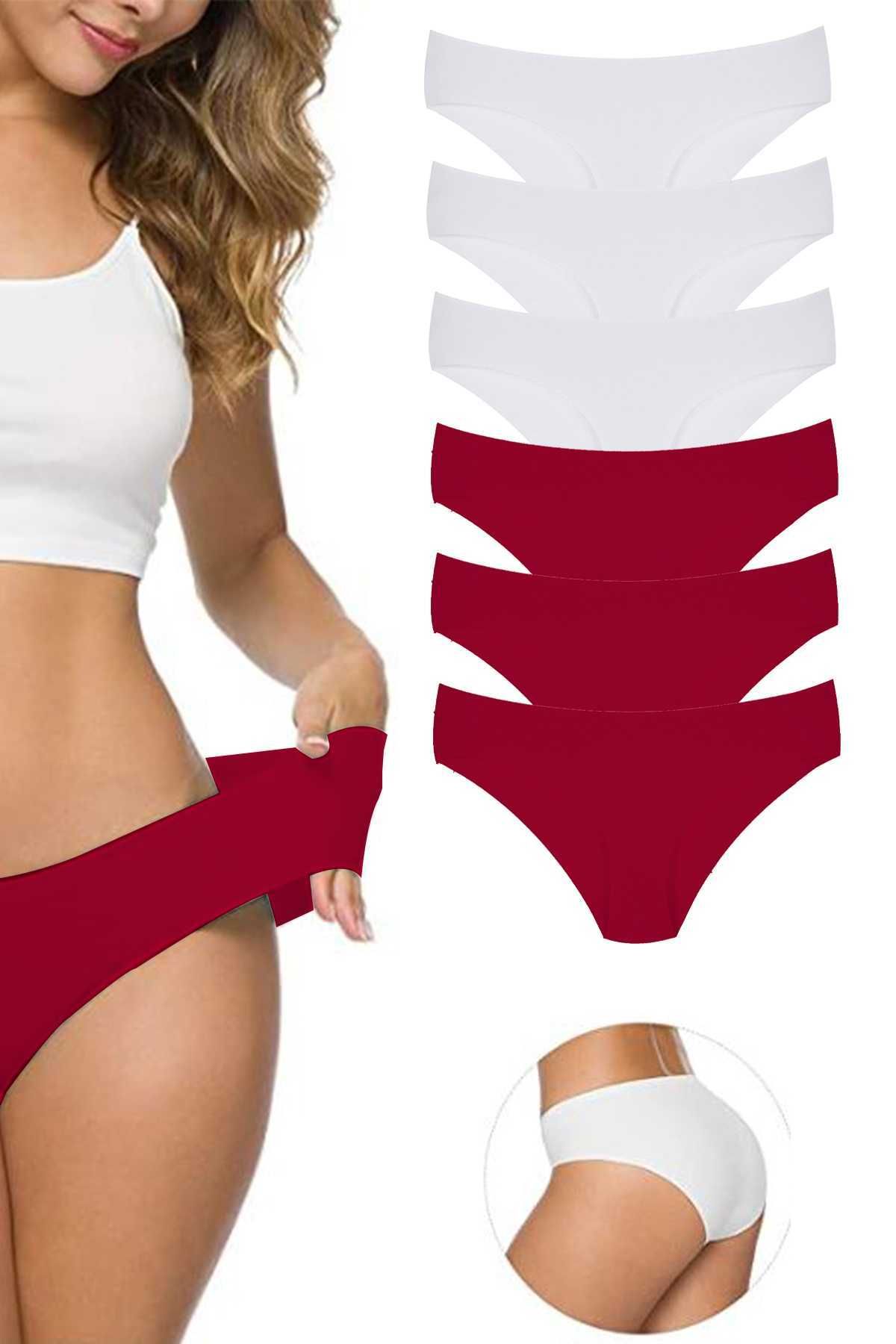 Shop58 6 Adet Kadın Dikişsiz Lazer Kesim Esnek İz yapmayan Külot S6