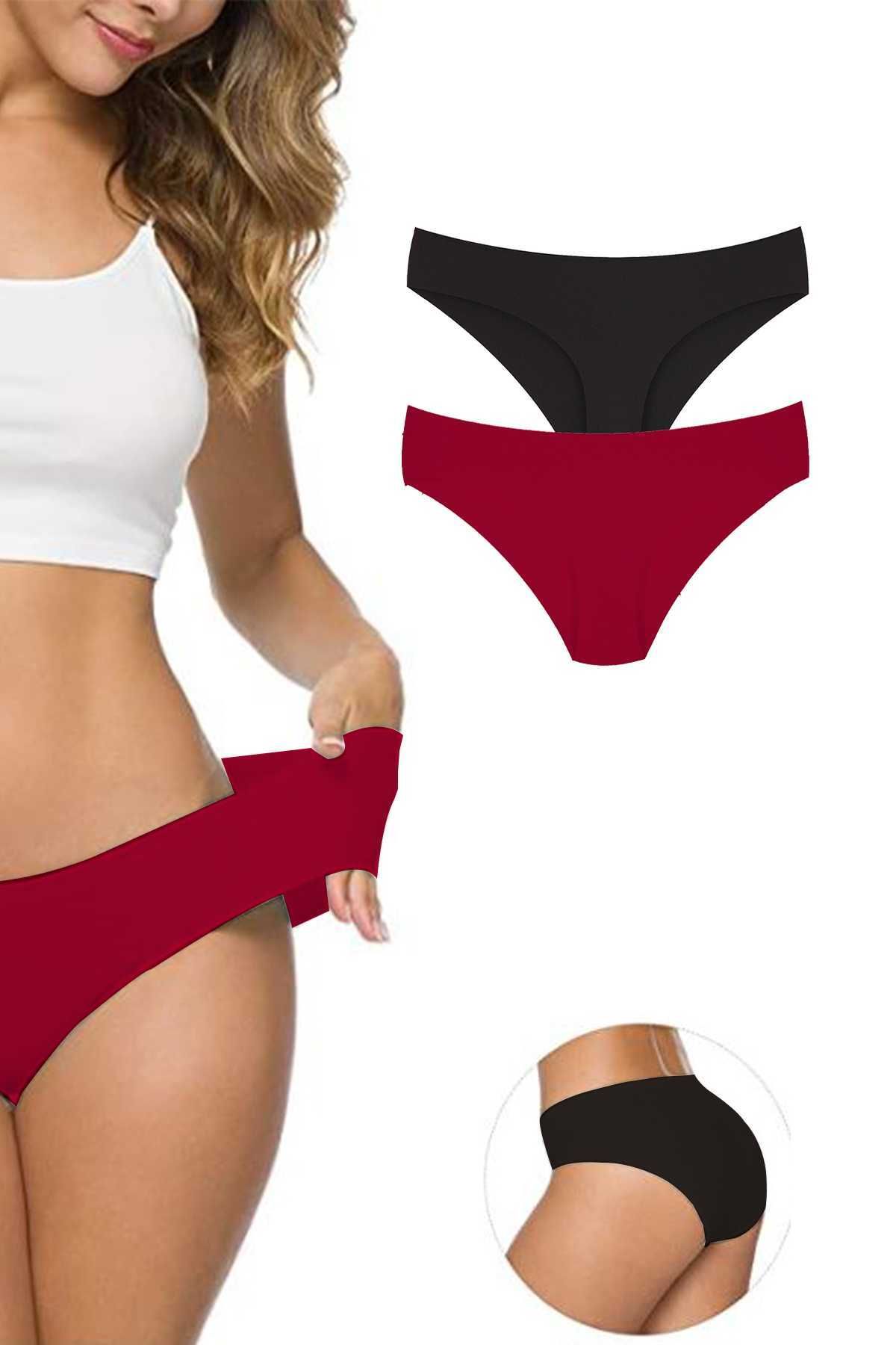 Shop58 2 Adet Kadın Dikişsiz Lazer Kesim Esnek İz yapmayan Külot S4