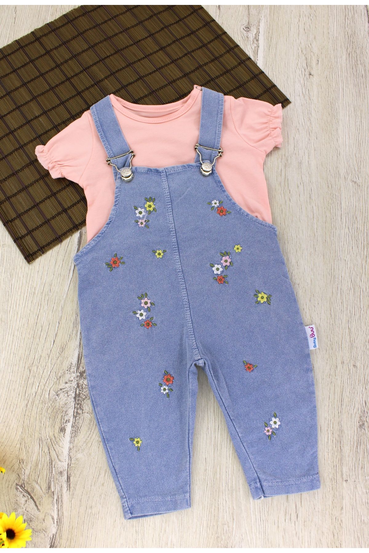 EYMİRGİYİM Çiçekli Salopet Kız Bebek Çocuk 6/9 Ay, 9/12 Ay, 12/18 Ay, 18/24 Ay