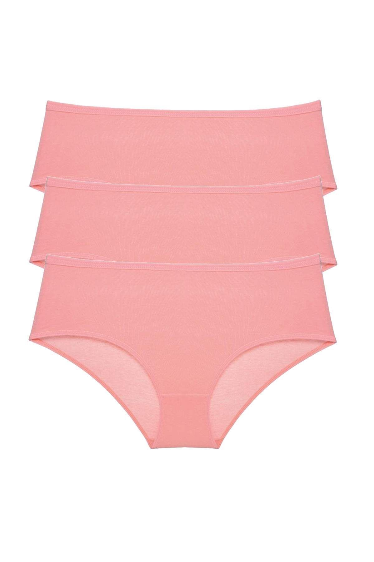 Shop58 3 Adet Kadın Yüksek Bel Bato Külot Pudra