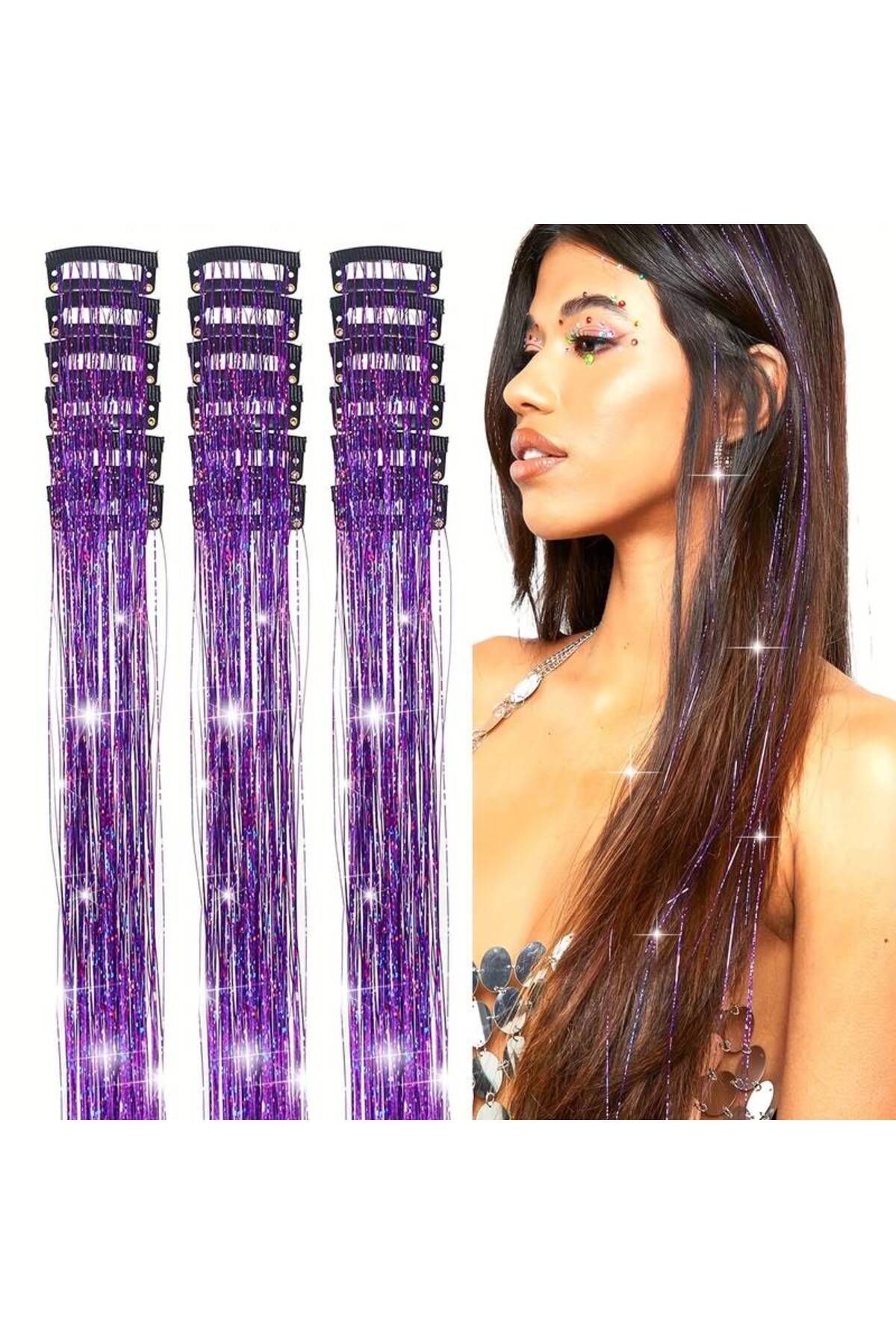 MutluBiDünya 1 Adet Çıt Çıtlı Hair Tinsel Gelin Teli Saç Simi Aksesuarı