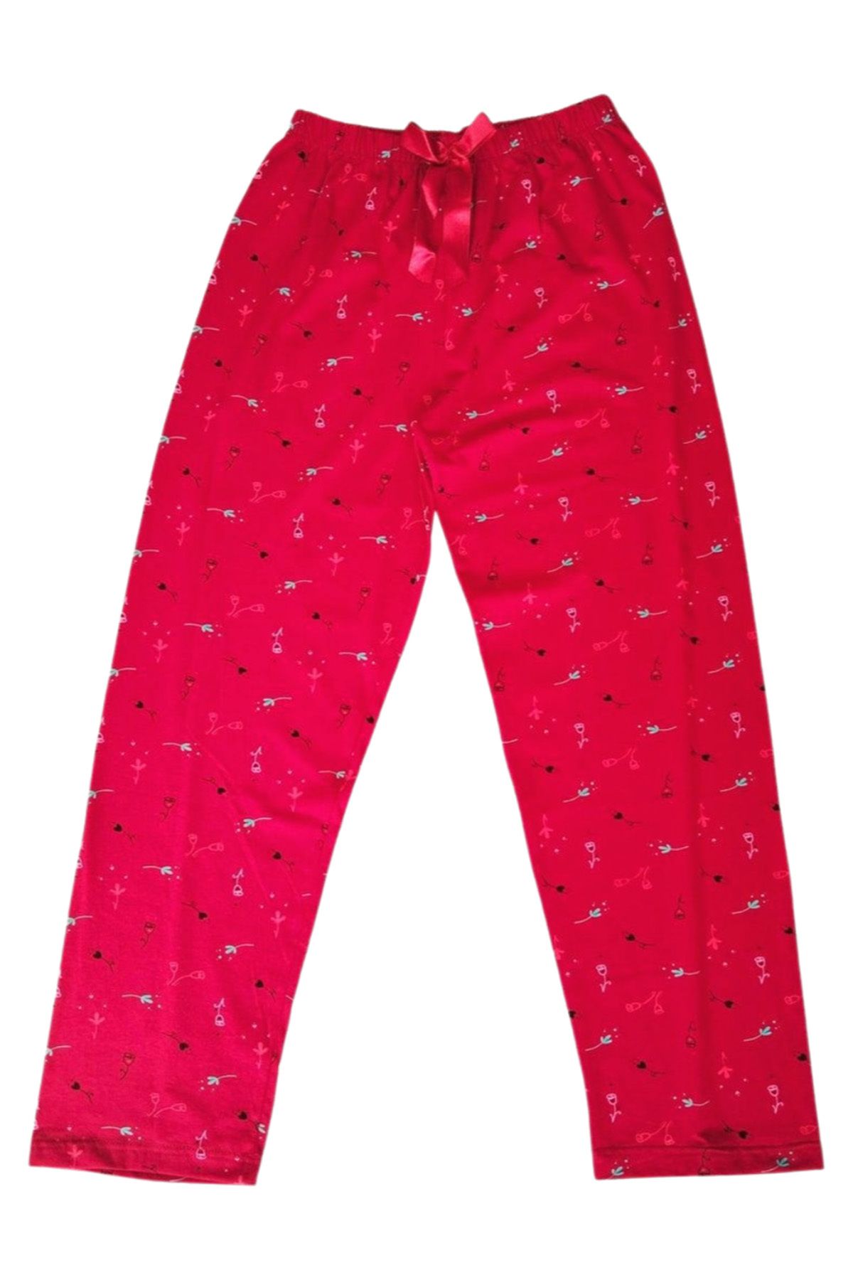 Shop58 Beli Lastikli Mevsimlik Viskon Penye Pantolon Kırmızı