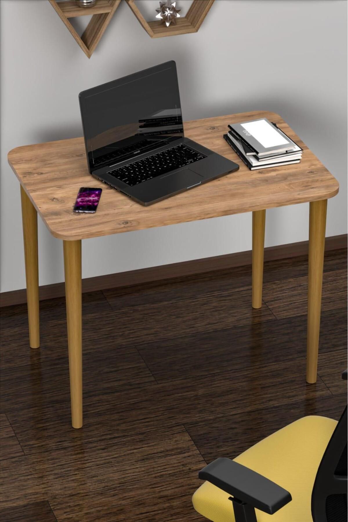 Evnalia 60x90 Cm Çalışma Bilgisayar Ofis Ders Yemek Masası Metal Aparat 75 Cm Ahşap Ayaklı
