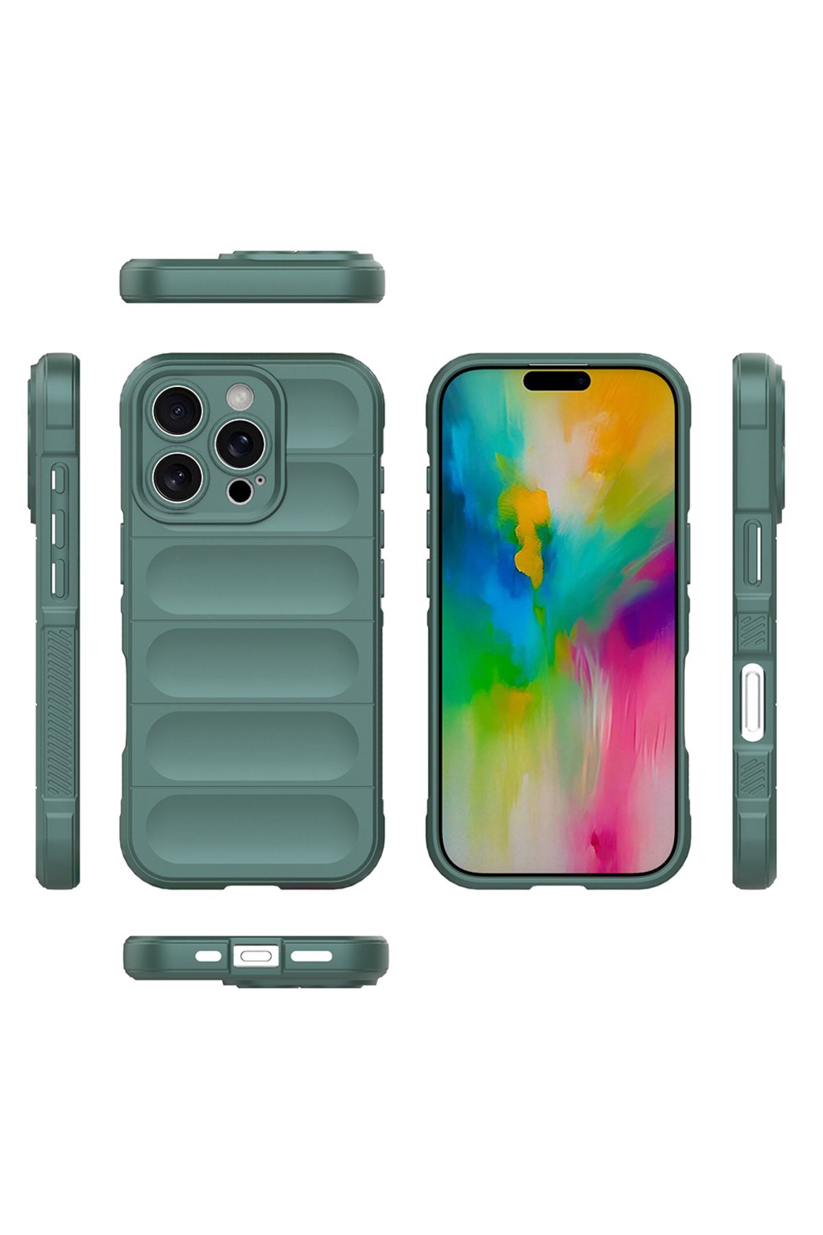 Strap U Apple iPhone 16 Pro Max Kılıf Esnek TPU Oyuklu Arka Yüzey Tasarımlı Etnik Silikon Kapak