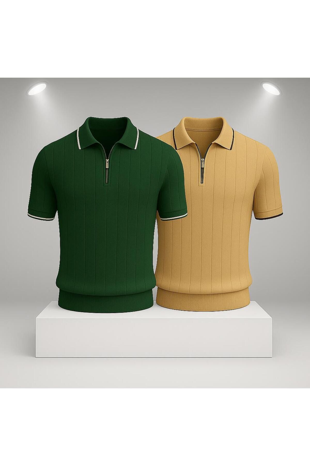 LC Waikiki 2'li Avantaj Polo Yaka Fermuarlı Kısa Kollu Nefes Alabilen Erkek Yazlık Triko Tişört / T-shirt
