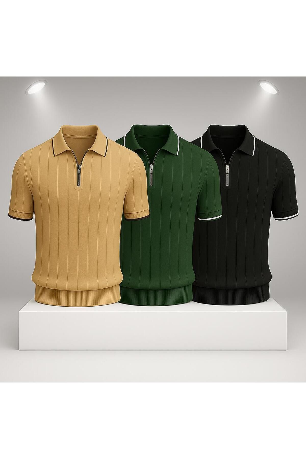 LC Waikiki 3'lü Avantaj Polo Yaka Fermuarlı Kısa Kollu Nefes Alabilen Erkek Yazlık Triko Tişört / T-shirt