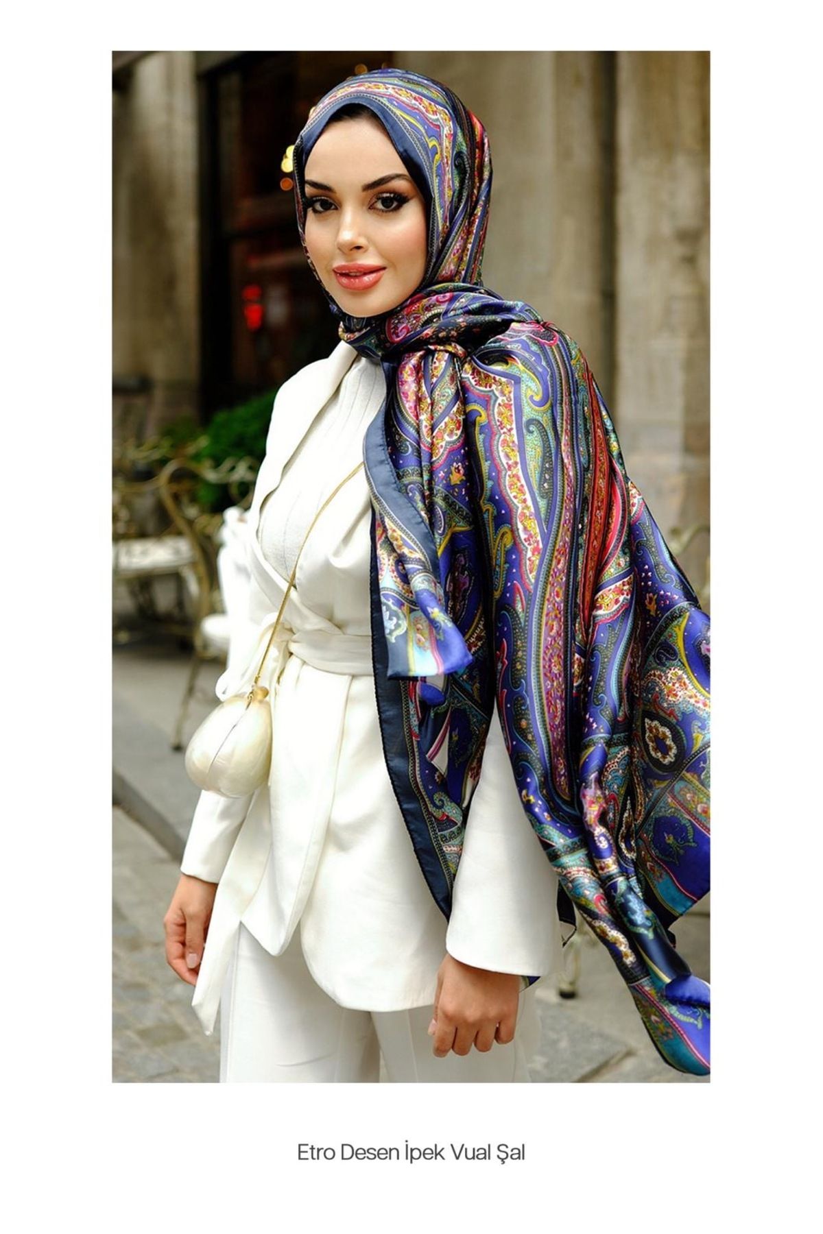 LEAUDER WOMEN Etnik Desen İthal Geniş Vual İpek Şal